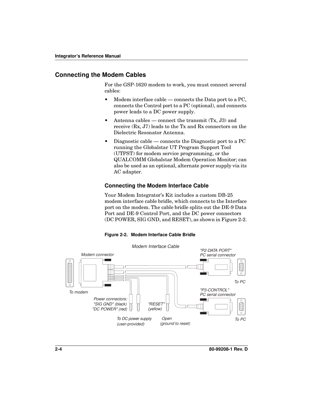 Qualcomm GSP-1620 specifications Connecting the Modem Cables, Connecting the Modem Interface Cable 