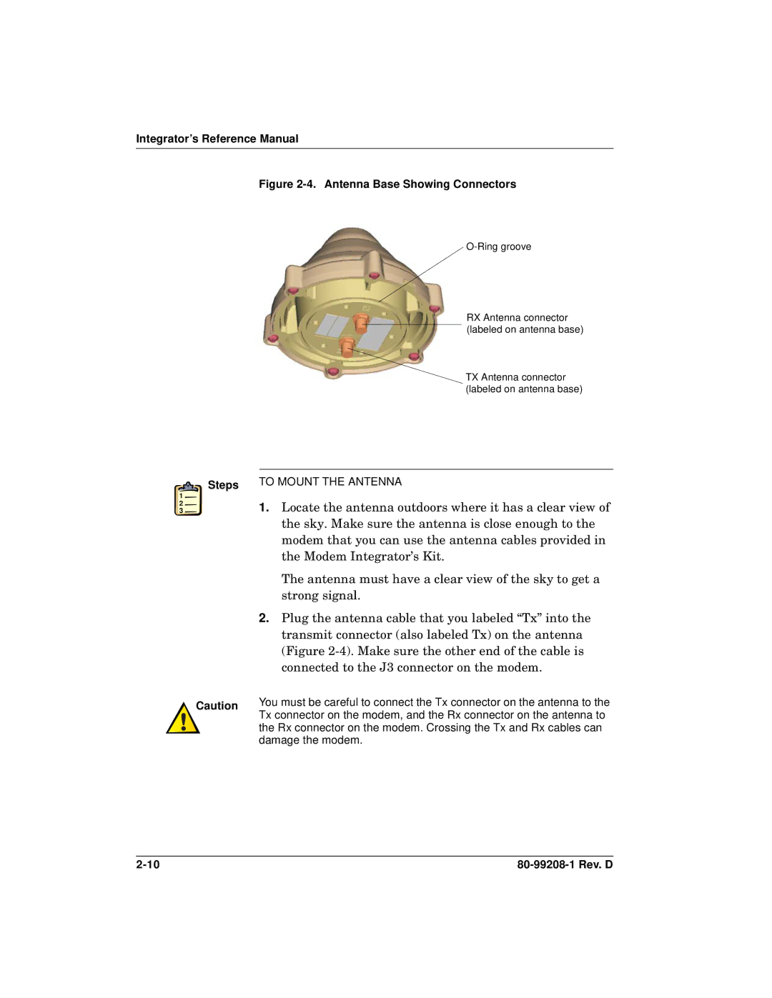 Qualcomm GSP-1620 specifications Antenna Base Showing Connectors 