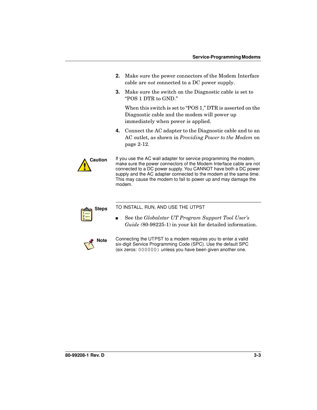 Qualcomm GSP-1620 specifications Guide 80-98225-1 in your kit for detailed information, Service-Programming Modems 