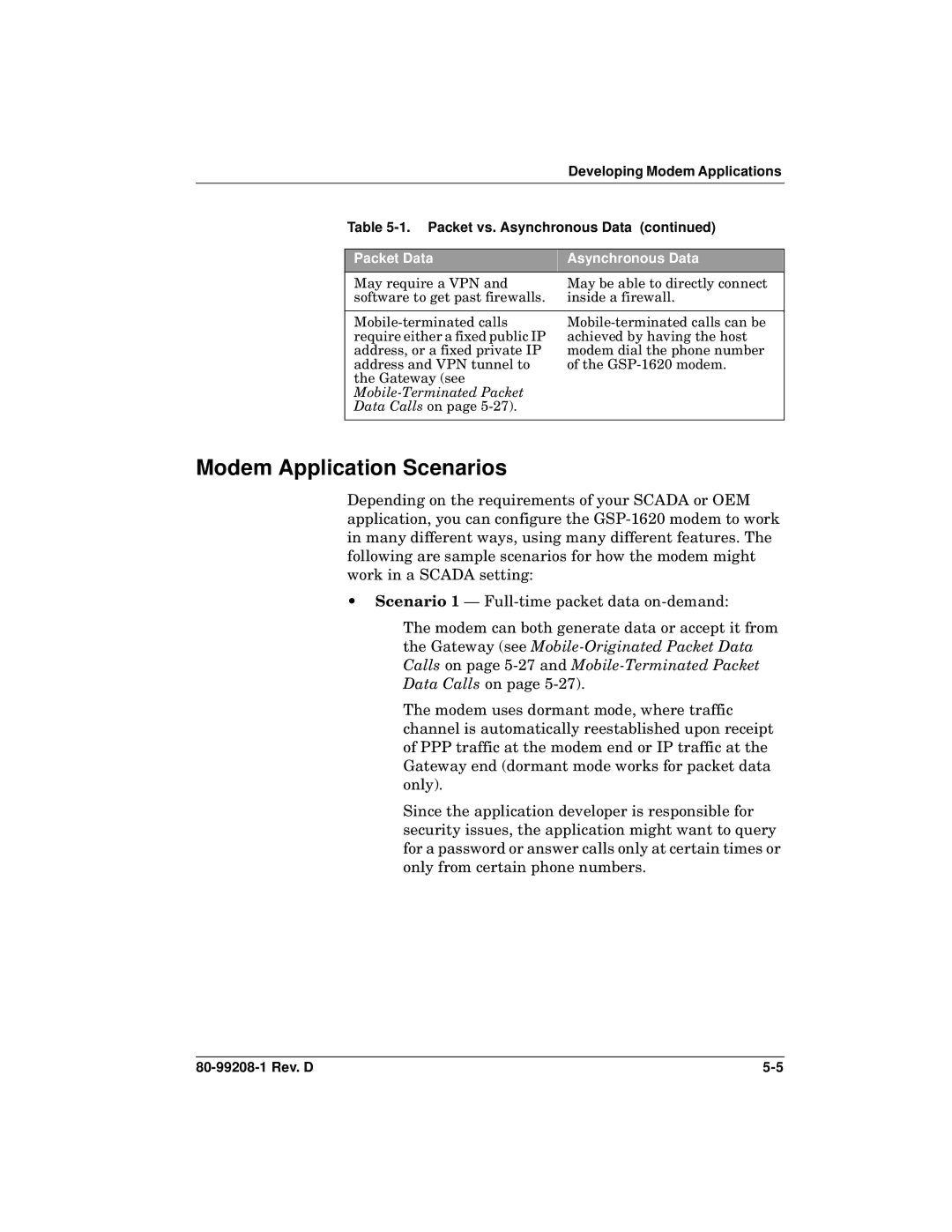 Qualcomm GSP-1620 specifications Modem Application Scenarios 