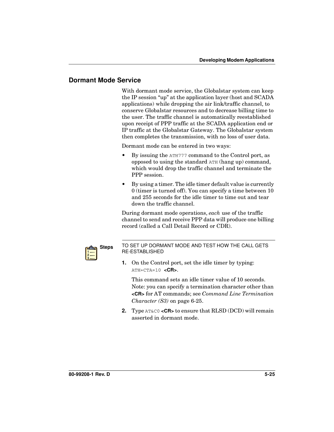 Qualcomm GSP-1620 specifications Dormant Mode Service, Steps 