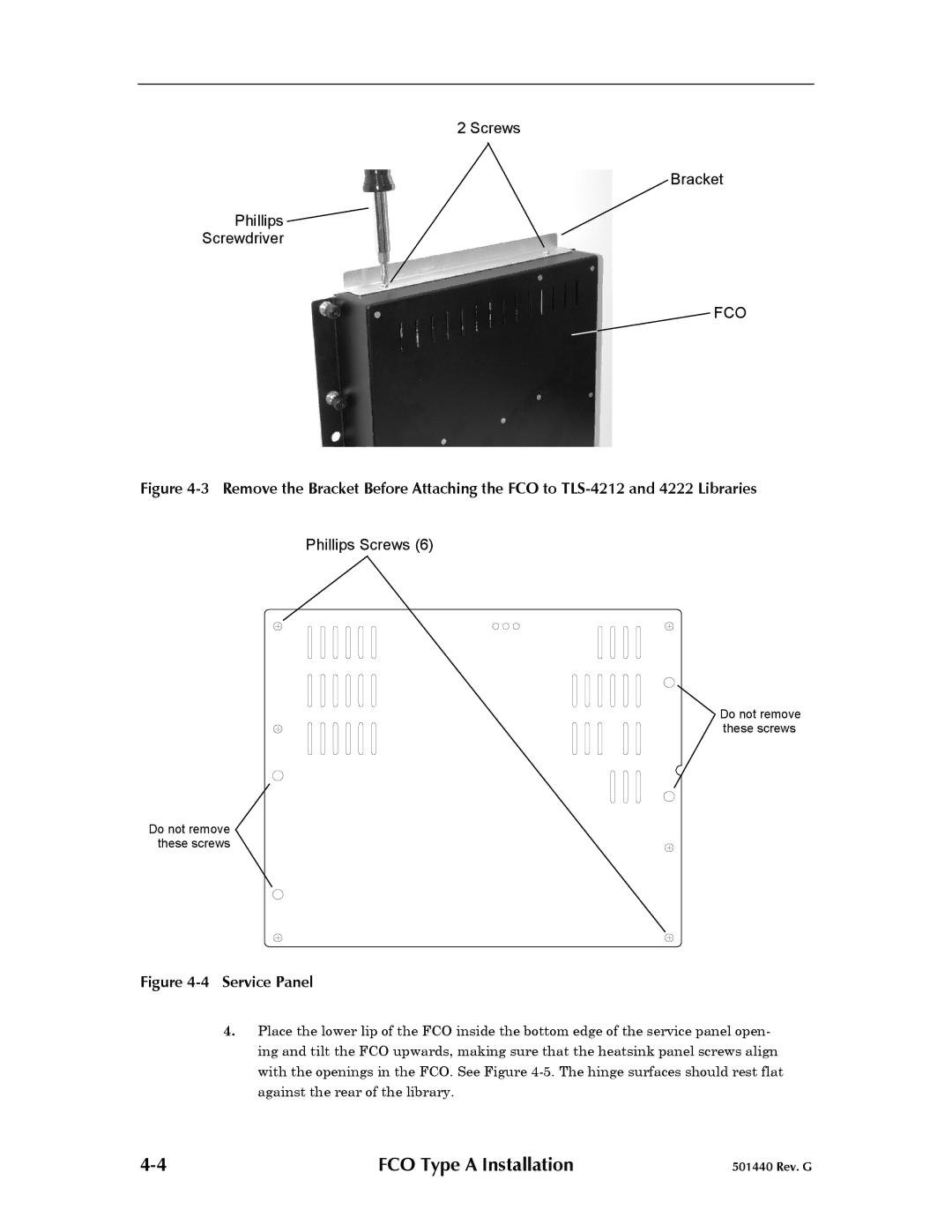 Qualstar 501440 Rev. G operation manual Service Panel 