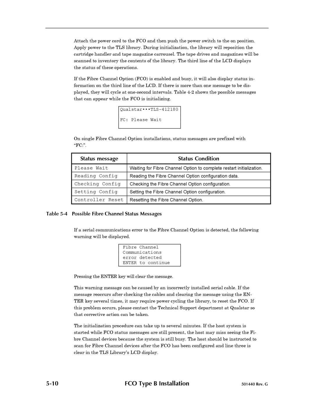 Qualstar 501440 Rev. G operation manual QualstarTLS-412180 FC Please Wait 