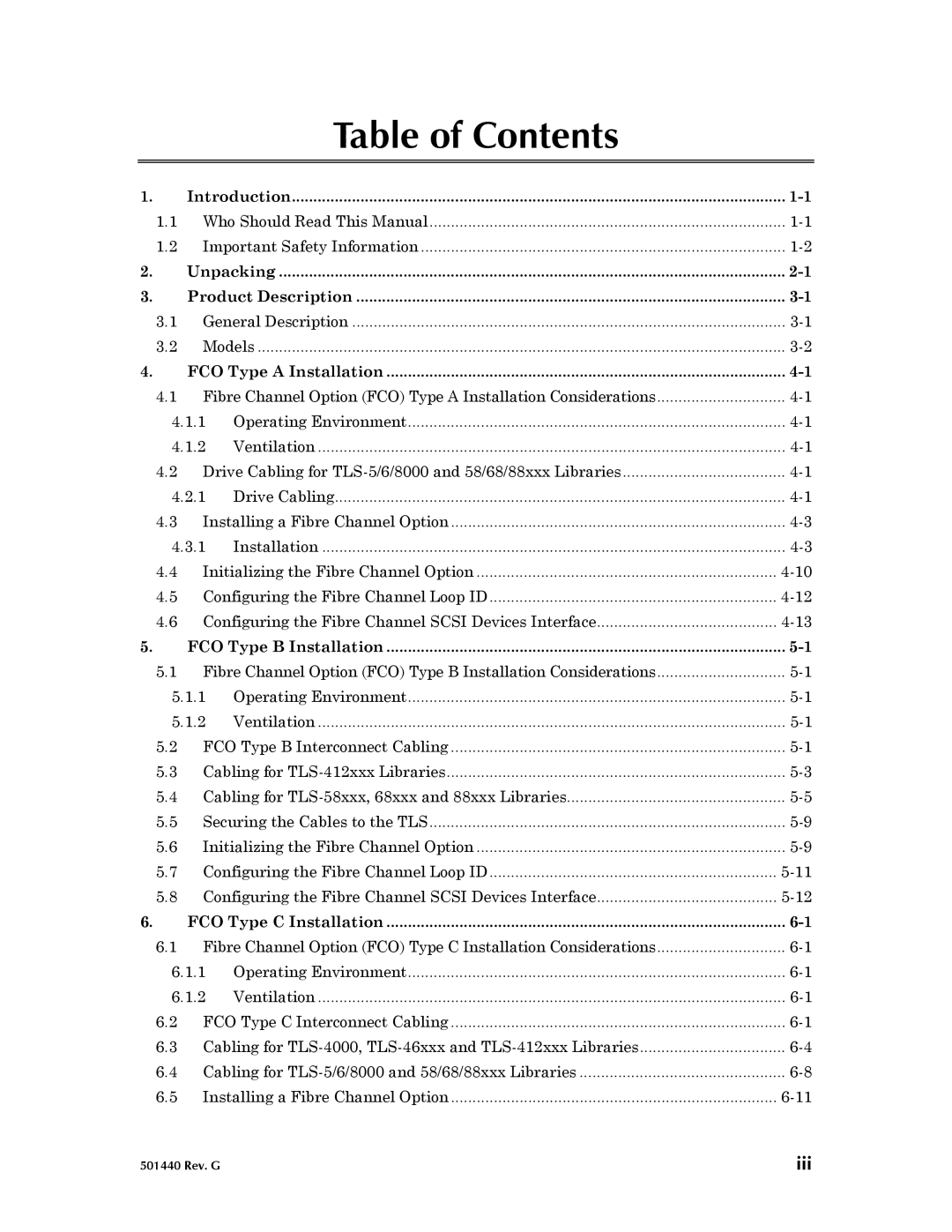 Qualstar 501440 Rev. G operation manual Table of Contents 