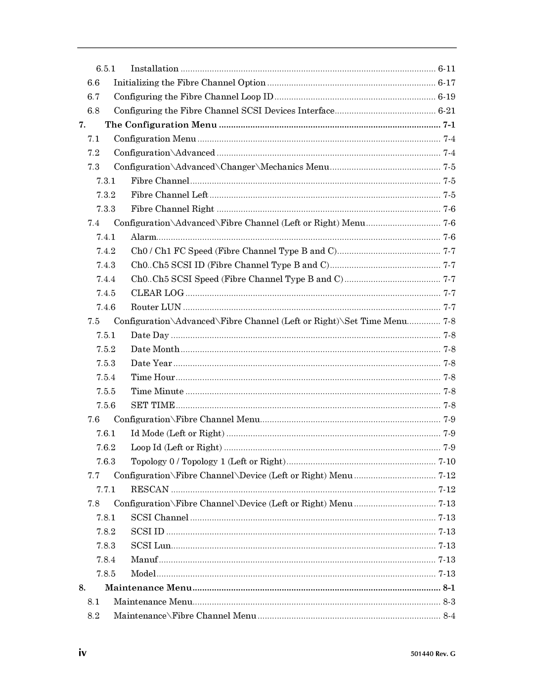 Qualstar 501440 Rev. G operation manual Maintenance Menu 