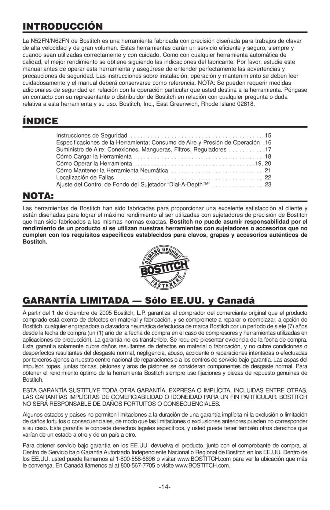 Quantaray N62FN, N52FN manual Introducción, Índice, Nota 