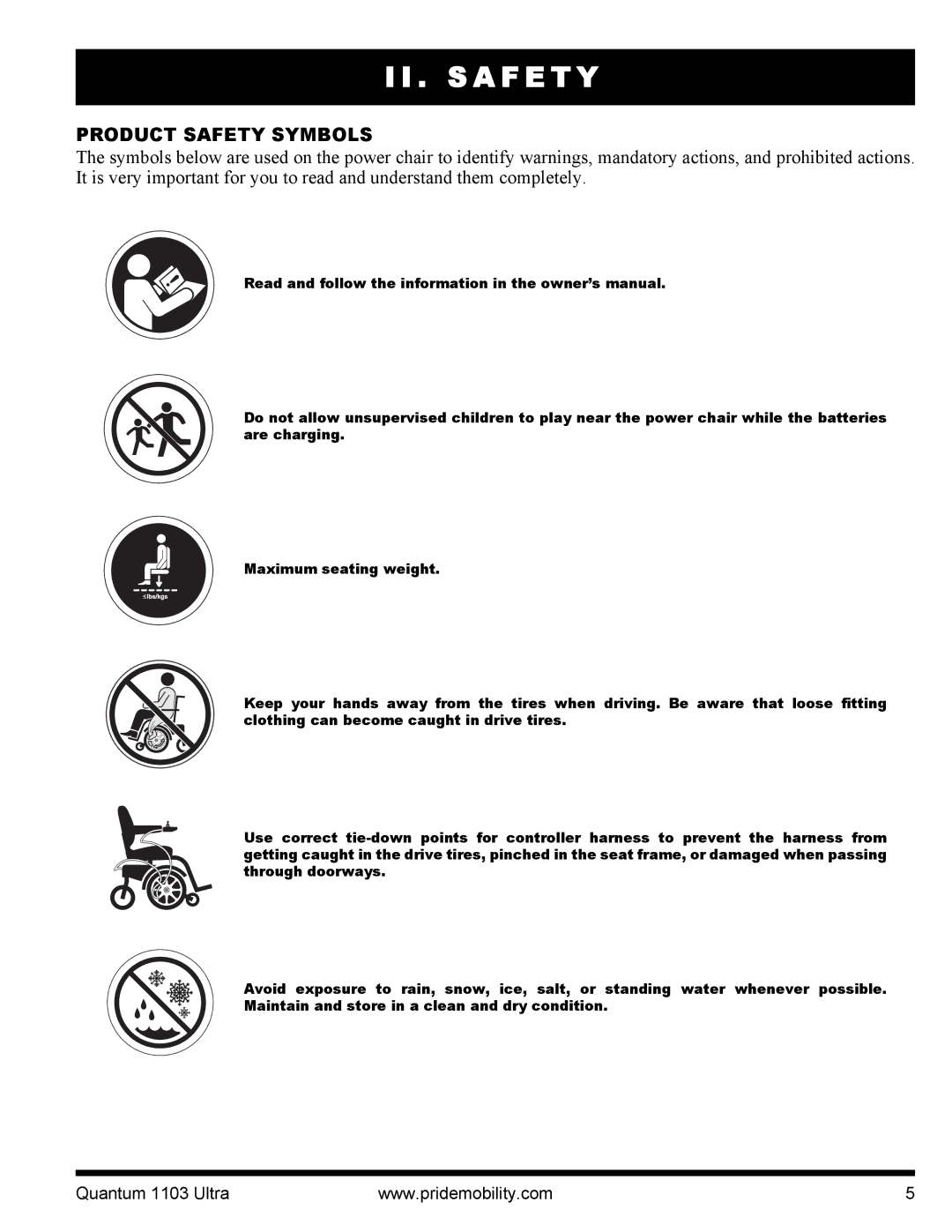 Quantum 1103 Ultra 2SP, 1103 Series manual S a F E T Y, Product Safety Symbols 