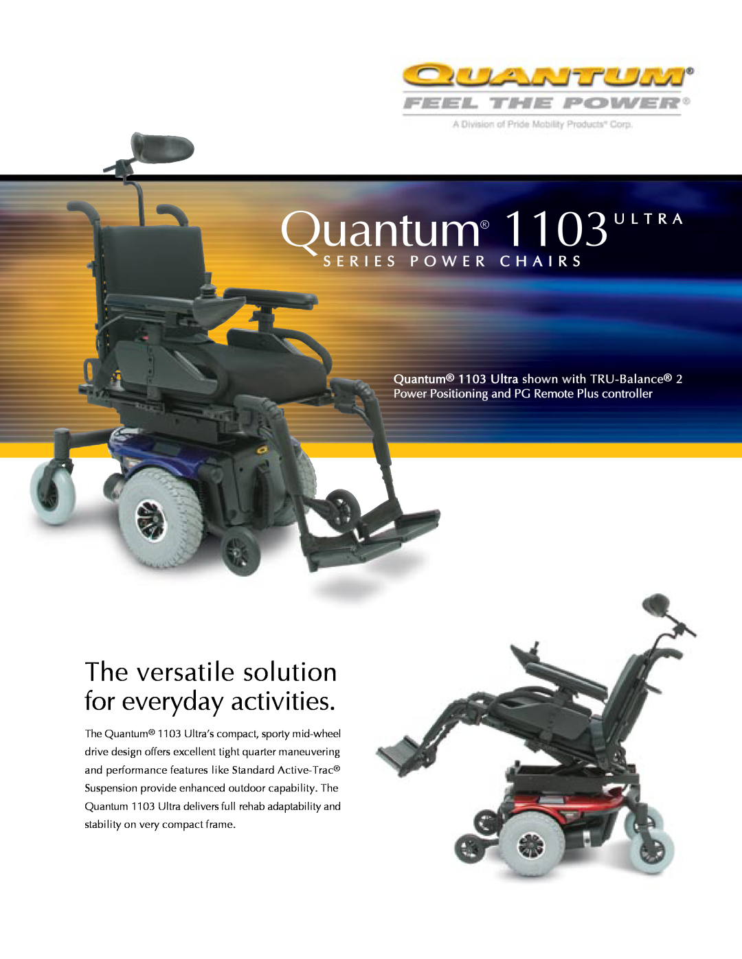 Quantum 1103 Ultra manual Quantum 1103U L T R A, The versatile solution for everyday activities 