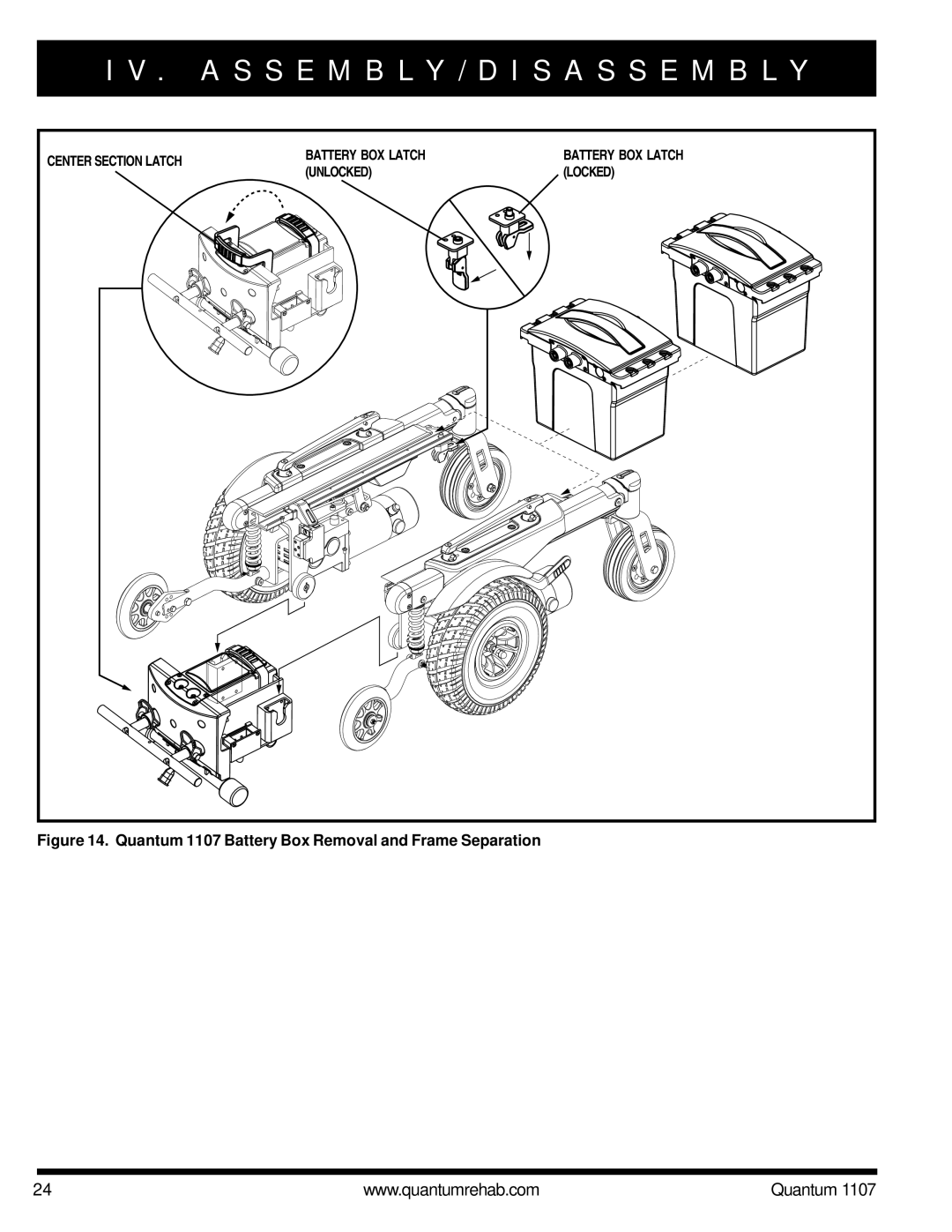 Quantum owner manual Quantum 1107 Battery Box Removal and Frame Separation 