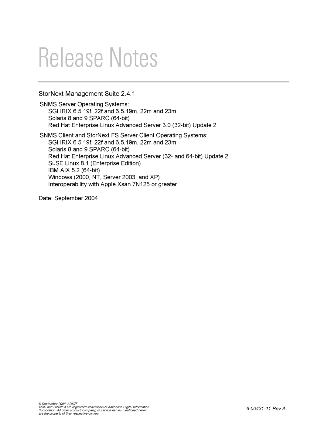 Quantum 2.4.1 manual Release Notes 