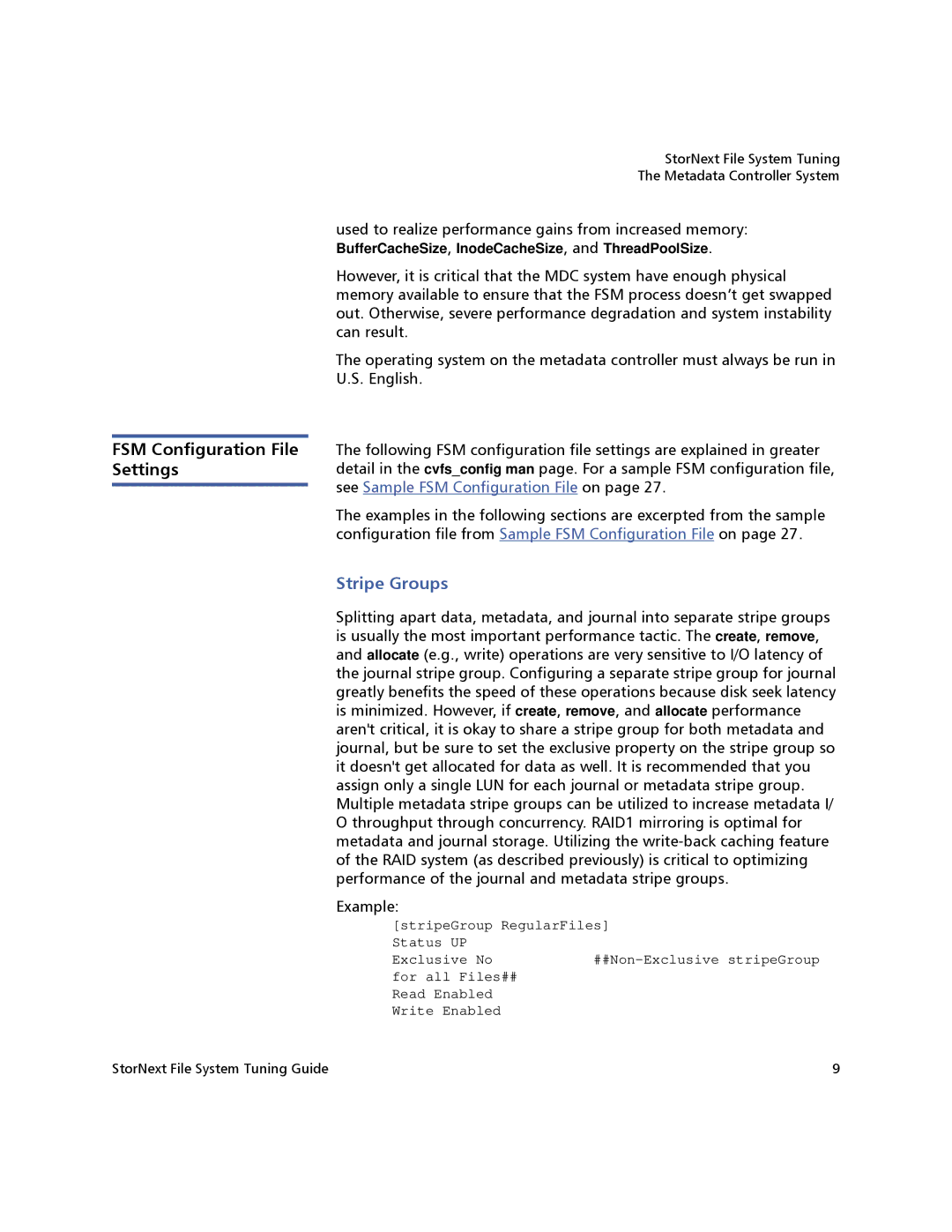 Quantum 3.1.4.1 manual FSM Configuration File Settings, Stripe Groups 