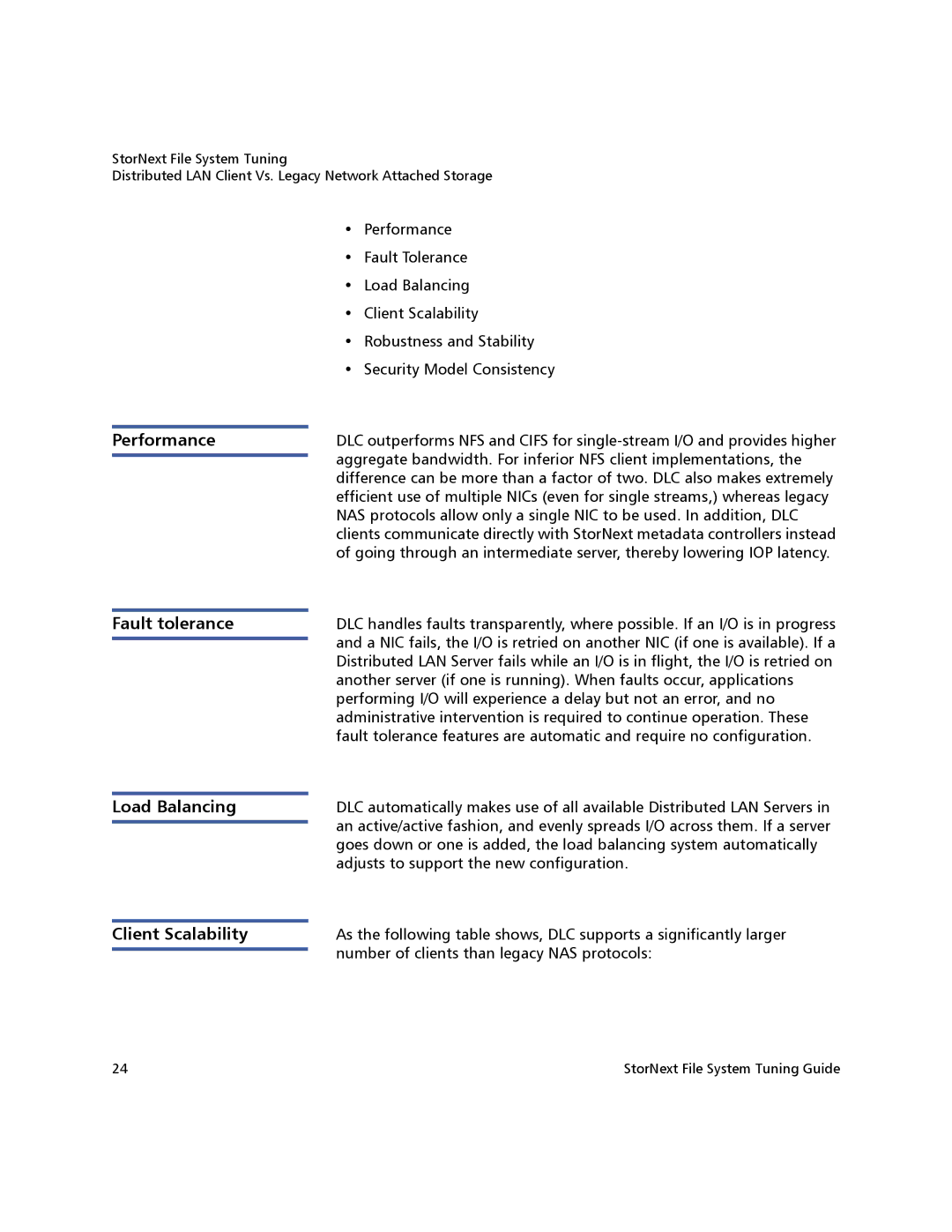 Quantum 3.1.4.1 manual Performance, Fault tolerance, Load Balancing Client Scalability 