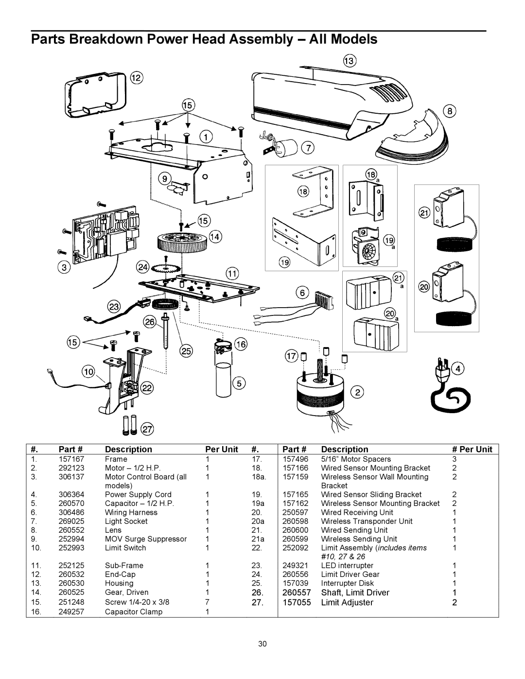 Quantum 3414, 3314, 3214, 3316 user manual Parts Breakdown Power Head Assembly All Models 