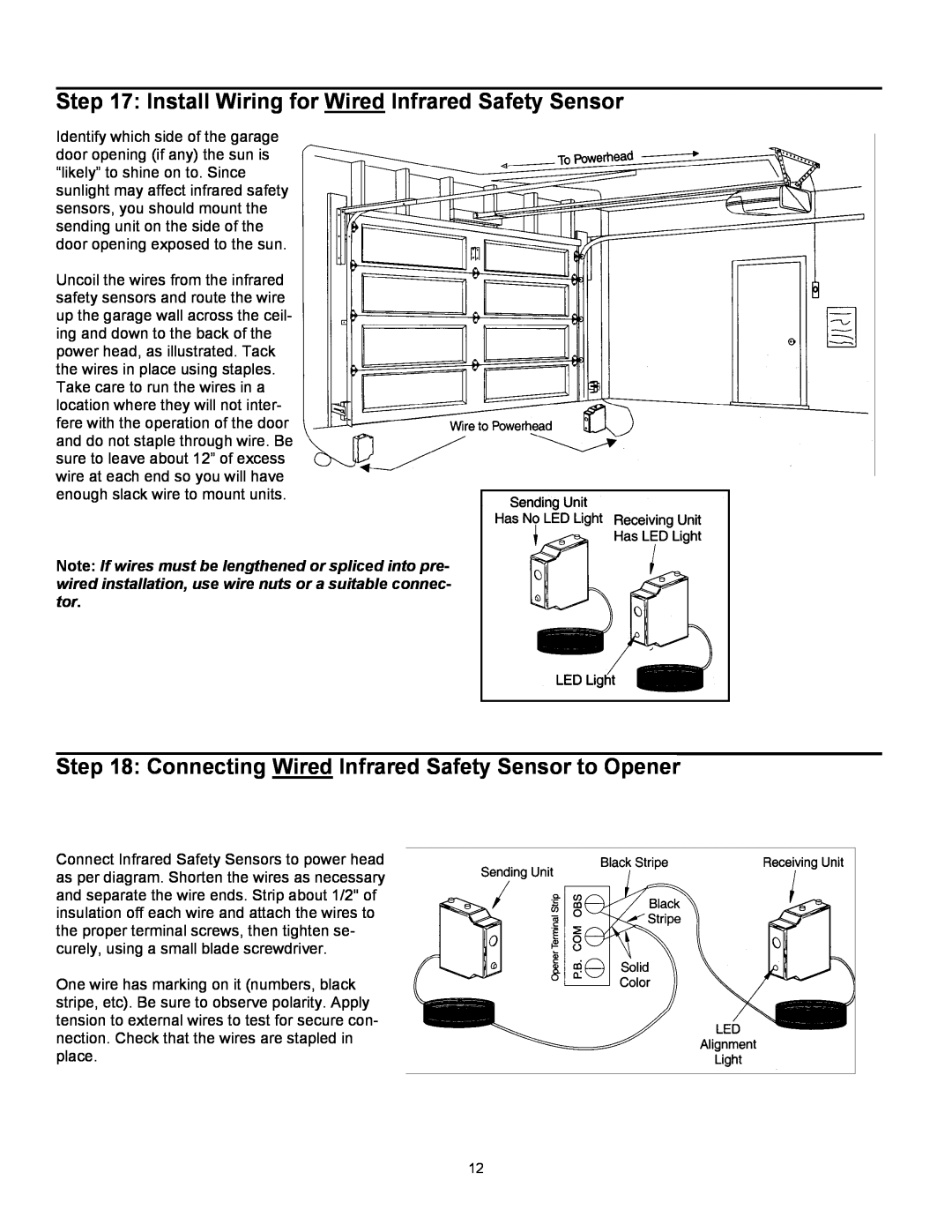 Quantum 3314, 3214, 3414, 3316 user manual Install Wiring for WiredInfrared Safety Sensor 
