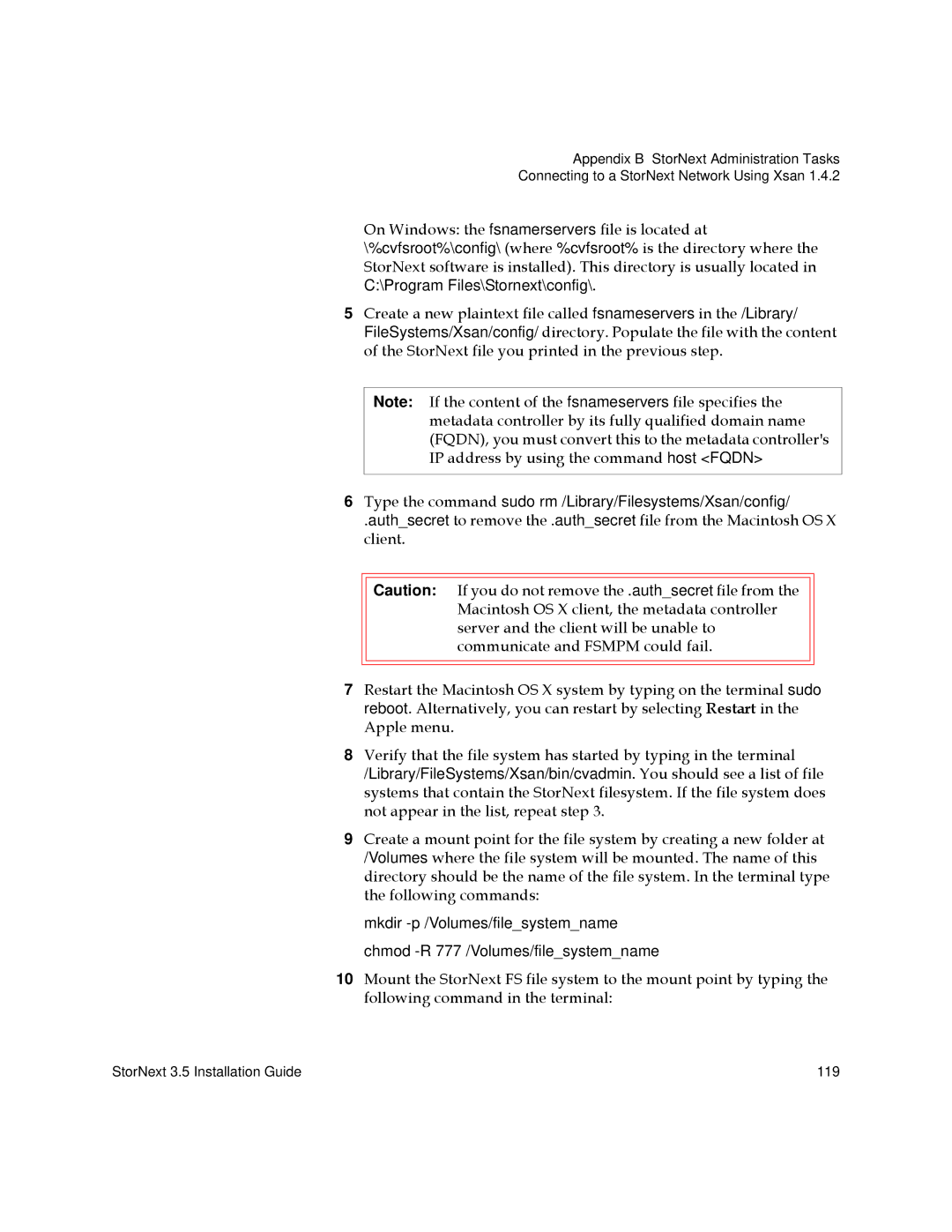 Quantum manual StorNext 3.5 Installation Guide 119 