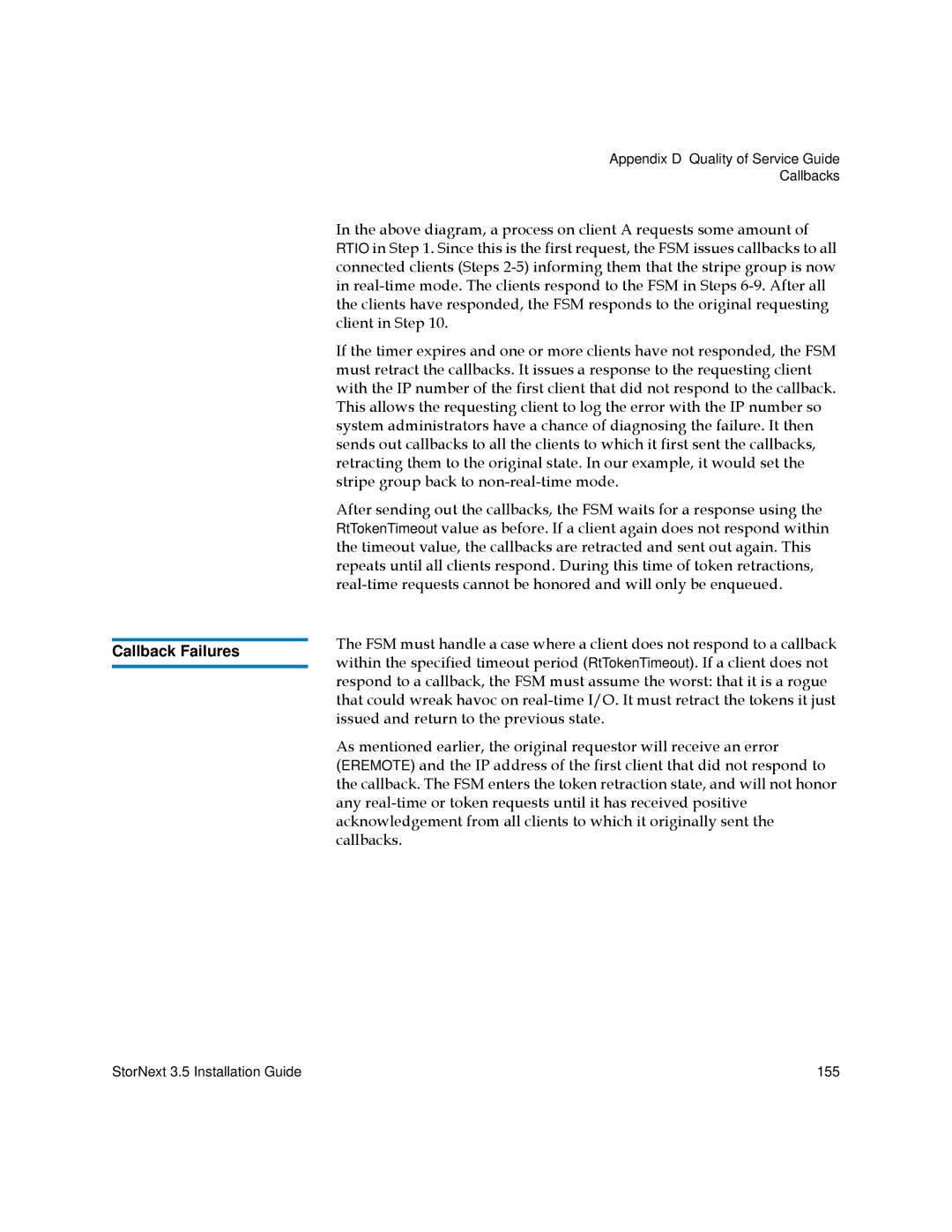 Quantum 3.5 manual Above diagram, a process on client a requests some amount, Client in Step, Callback Failures 