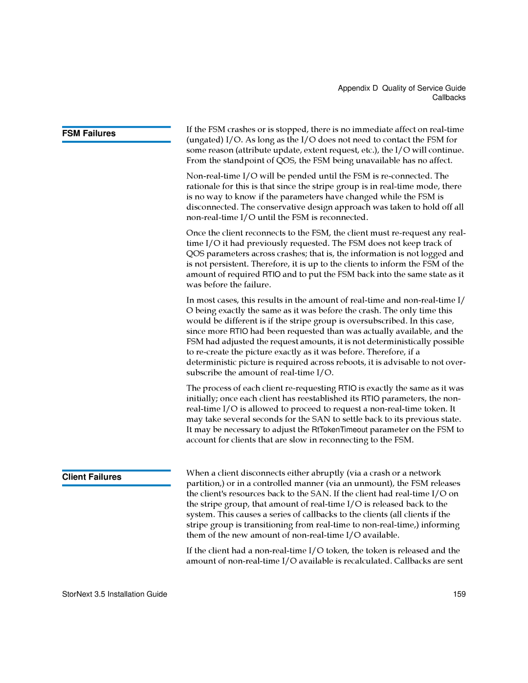 Quantum 3.5 manual FSM Failures Client Failures 