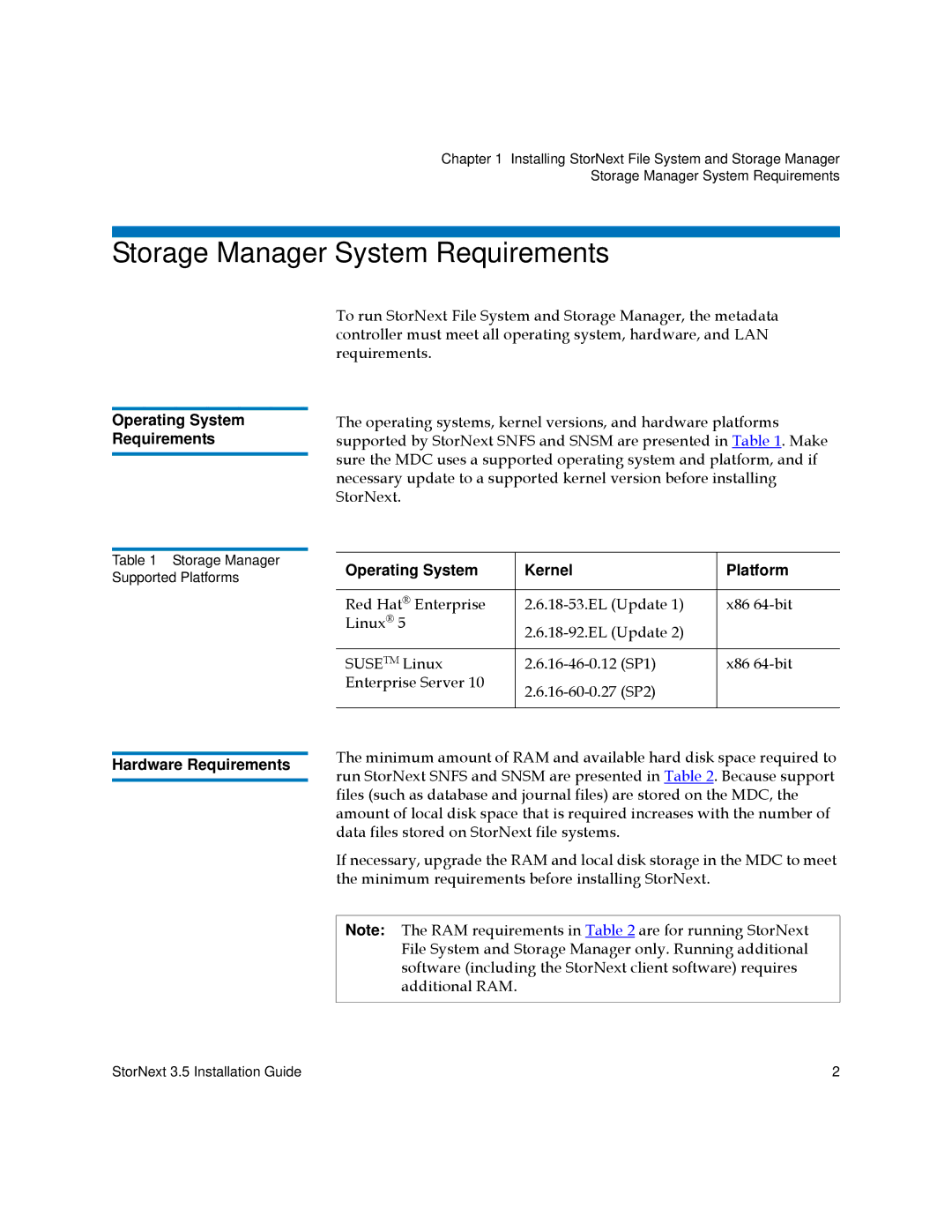 Quantum 3.5 manual Storage Manager System Requirements, Operating System Requirements 