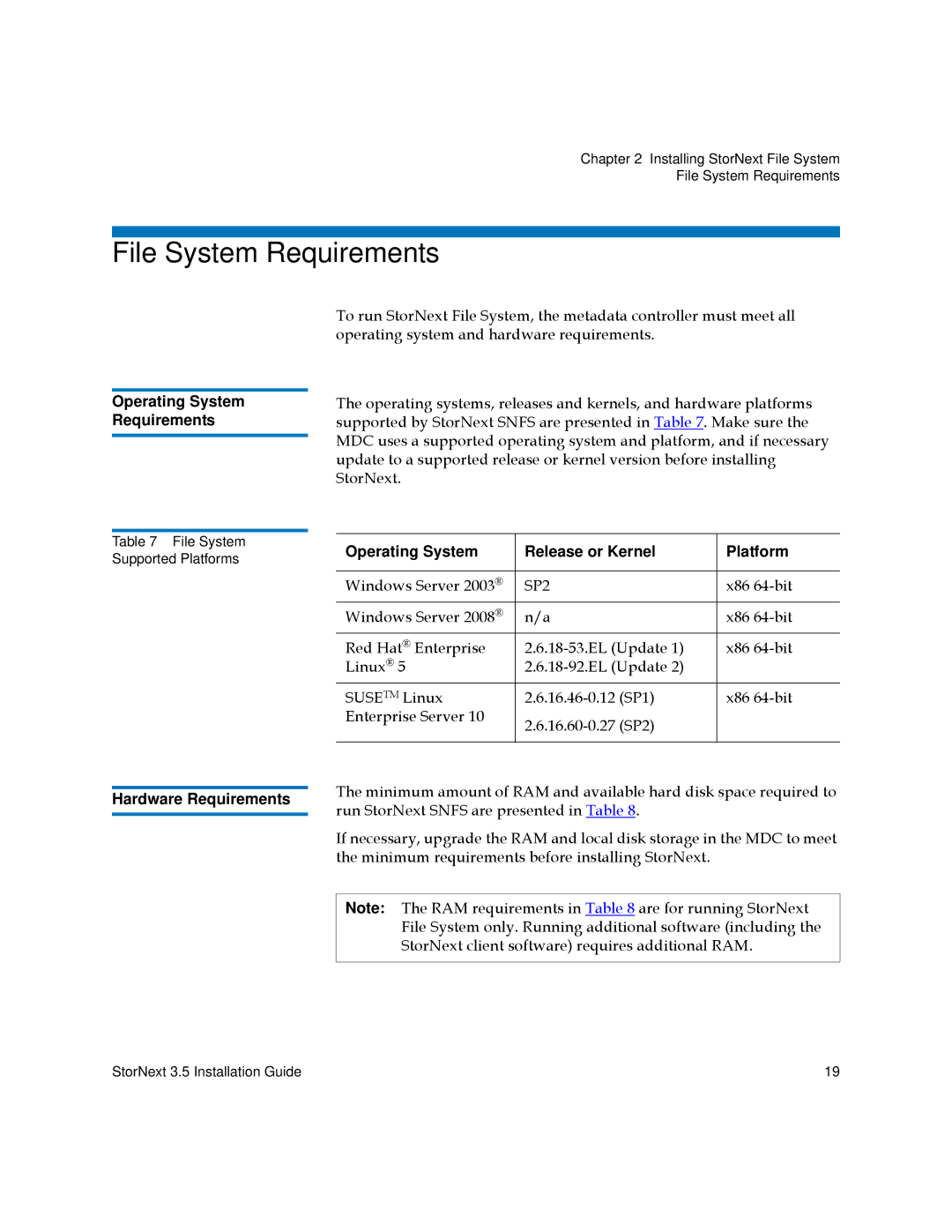 Quantum 3.5 manual File System Requirements, Windows Server 