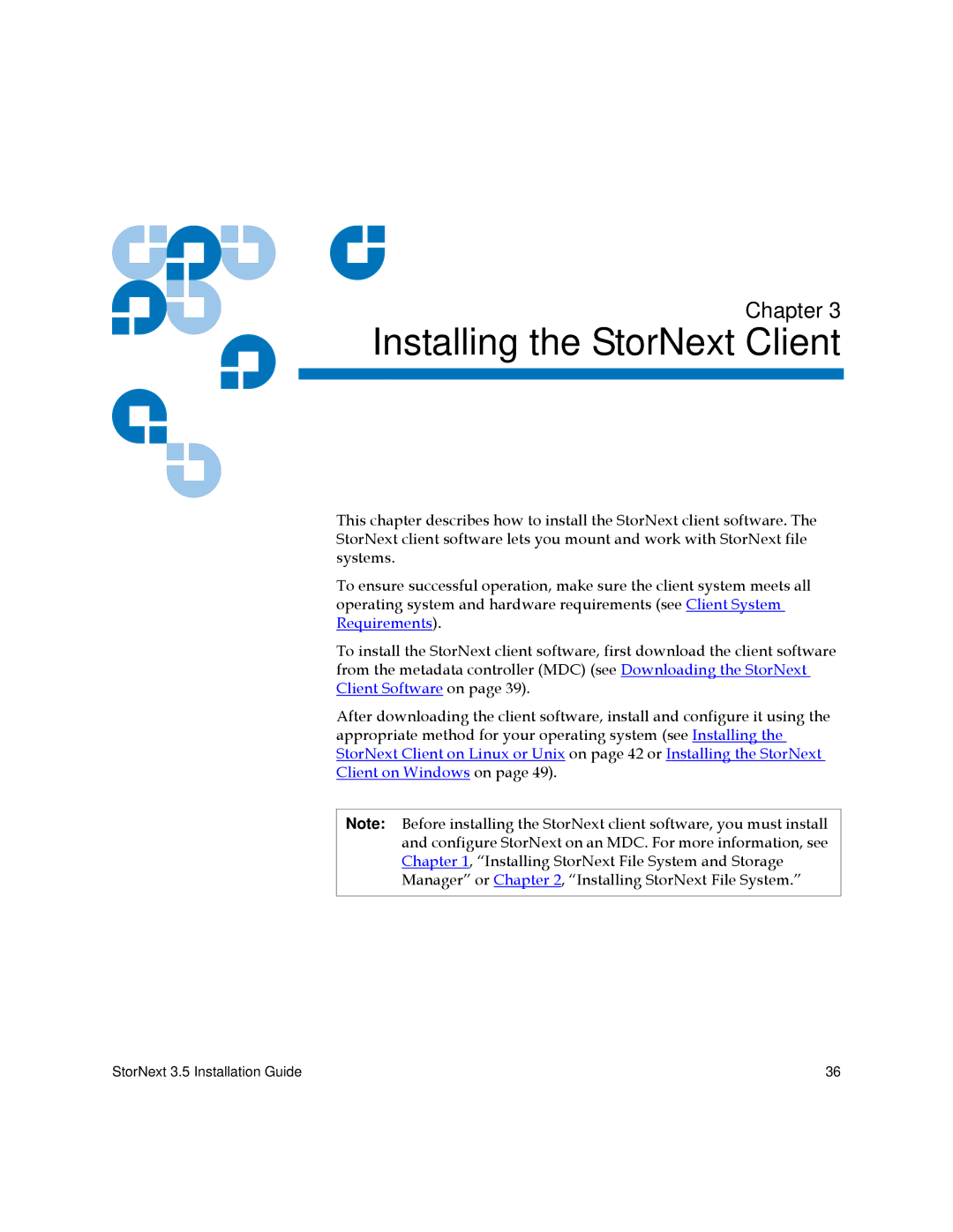 Quantum 3.5 manual 3Installing the StorNext Client 