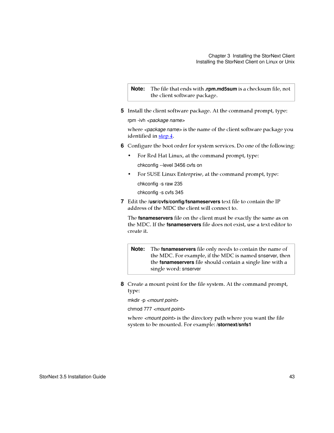 Quantum 3.5 manual Mkdir -pmount point chmod 777 mount point 