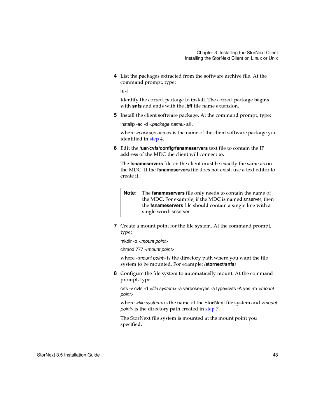 Quantum 3.5 manual Mkdir -pmount point chmod 777 mount point 