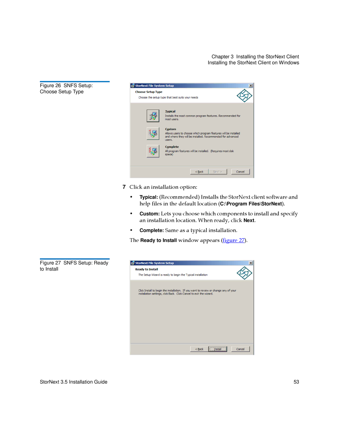 Quantum 3.5 manual Snfs Setup Choose Setup Type 