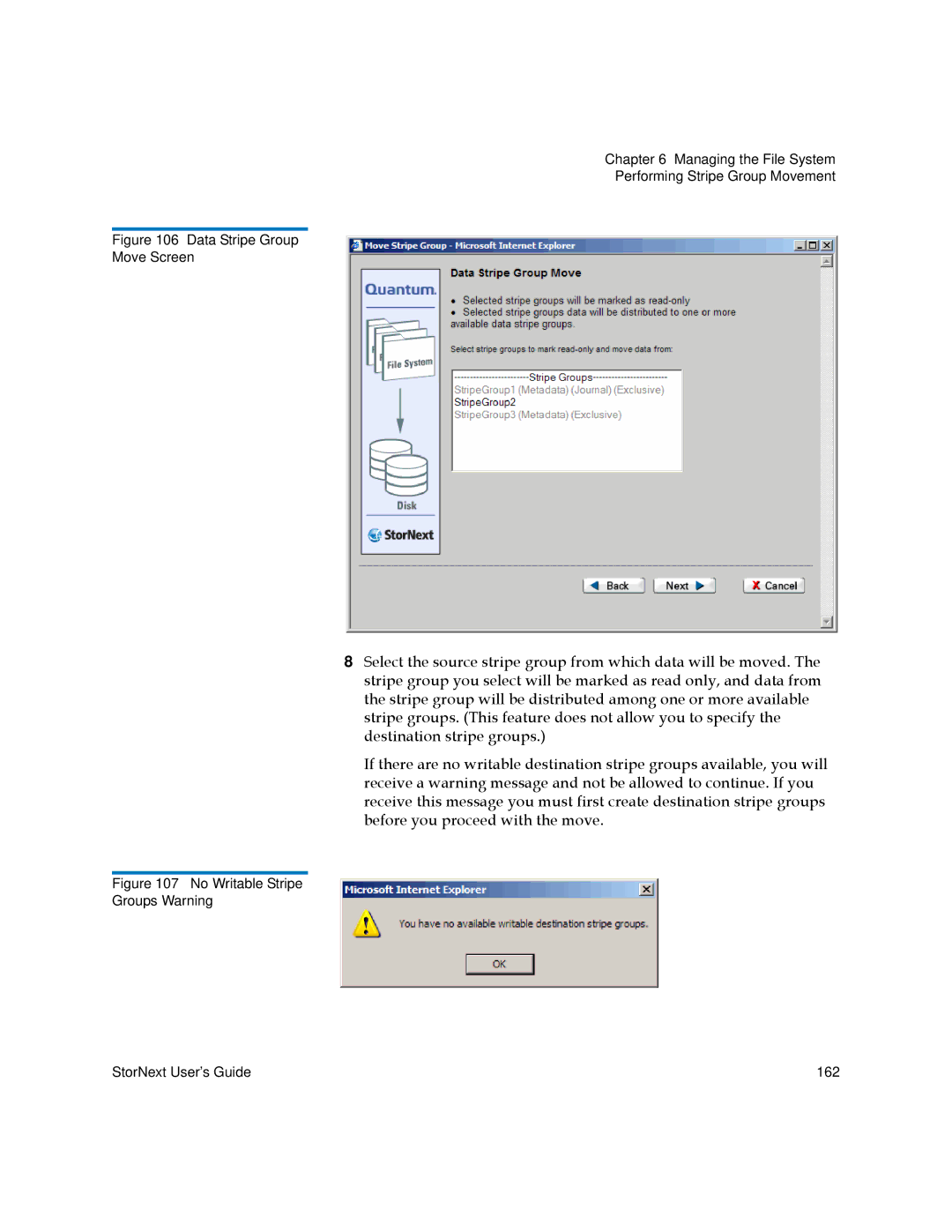 Quantum 3.5.1 manual Data Stripe Group Move Screen 