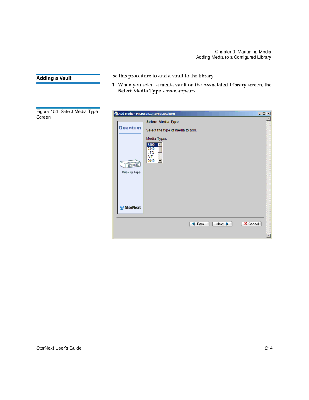 Quantum 3.5.1 manual Adding a Vault 