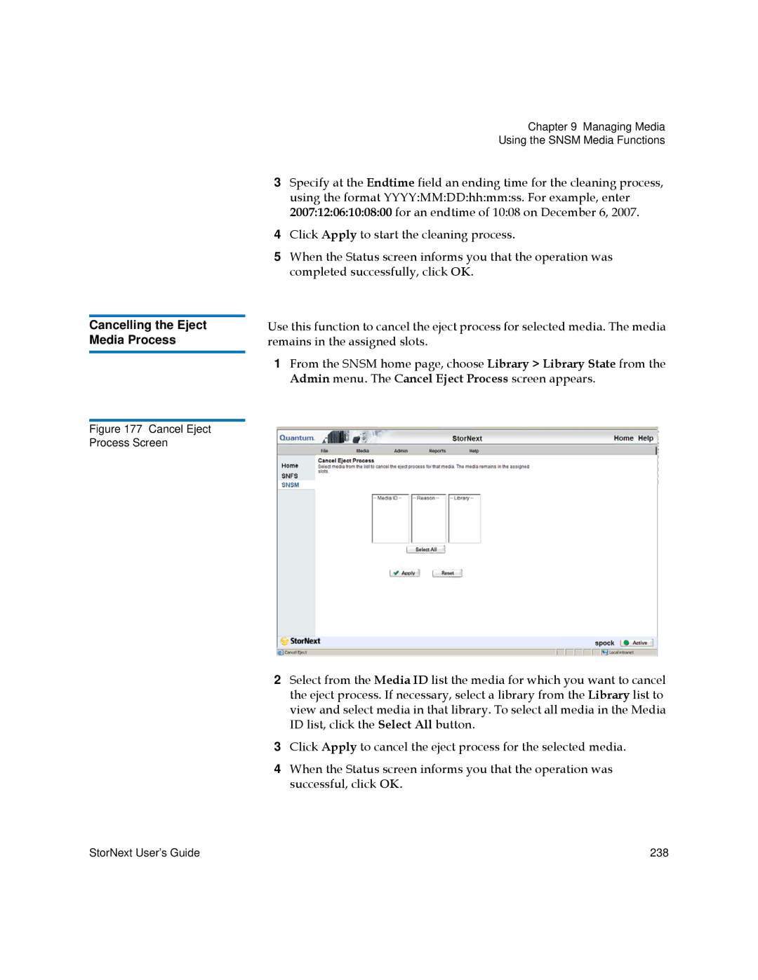 Quantum 3.5.1 manual Cancelling the Eject Media Process 