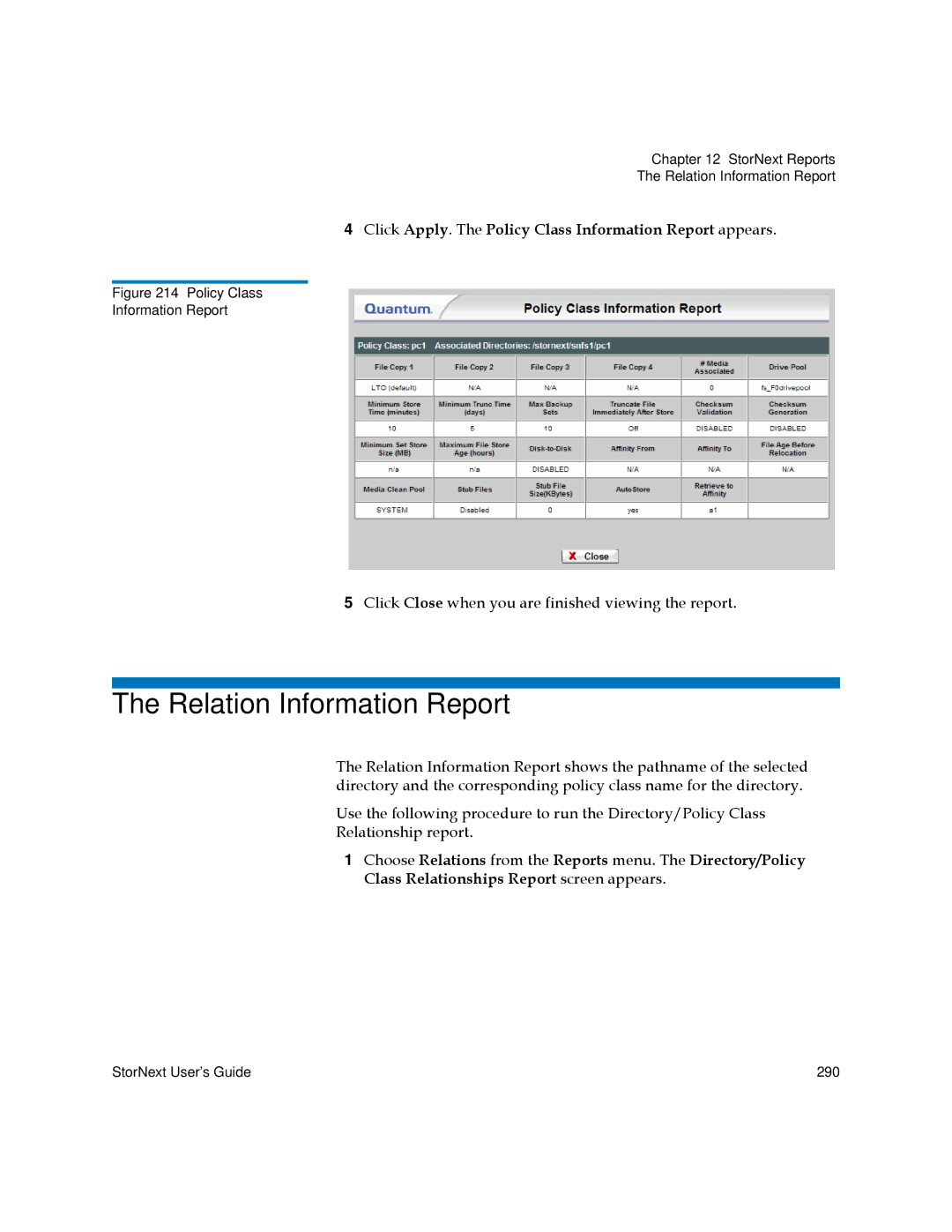 Quantum 3.5.1 manual Relation Information Report 