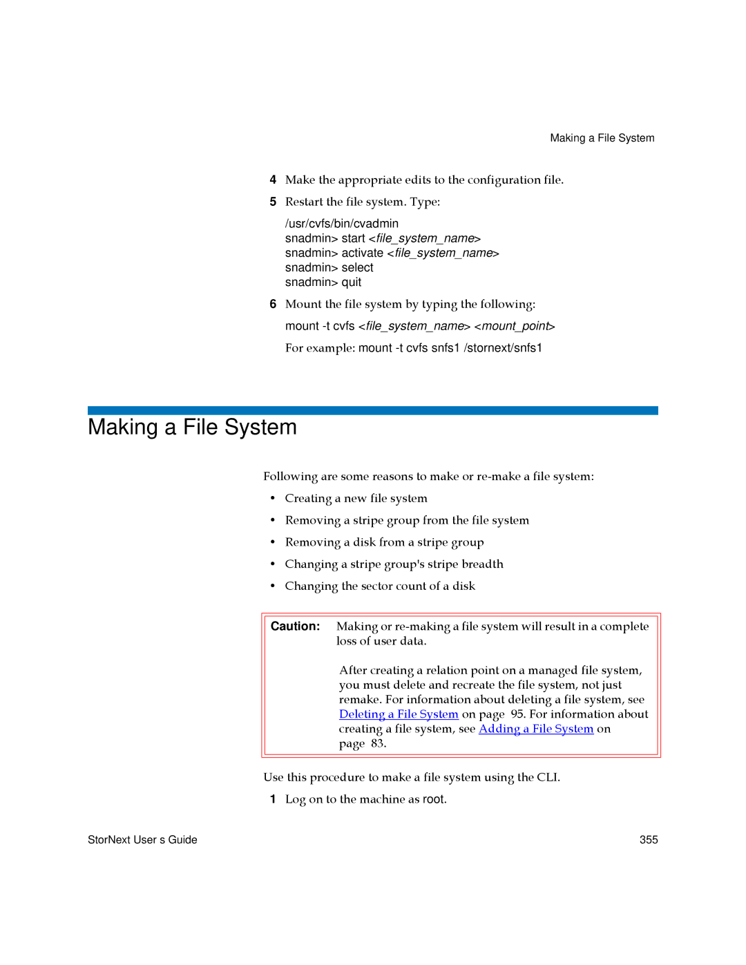 Quantum 3.5.1 manual Making a File System 