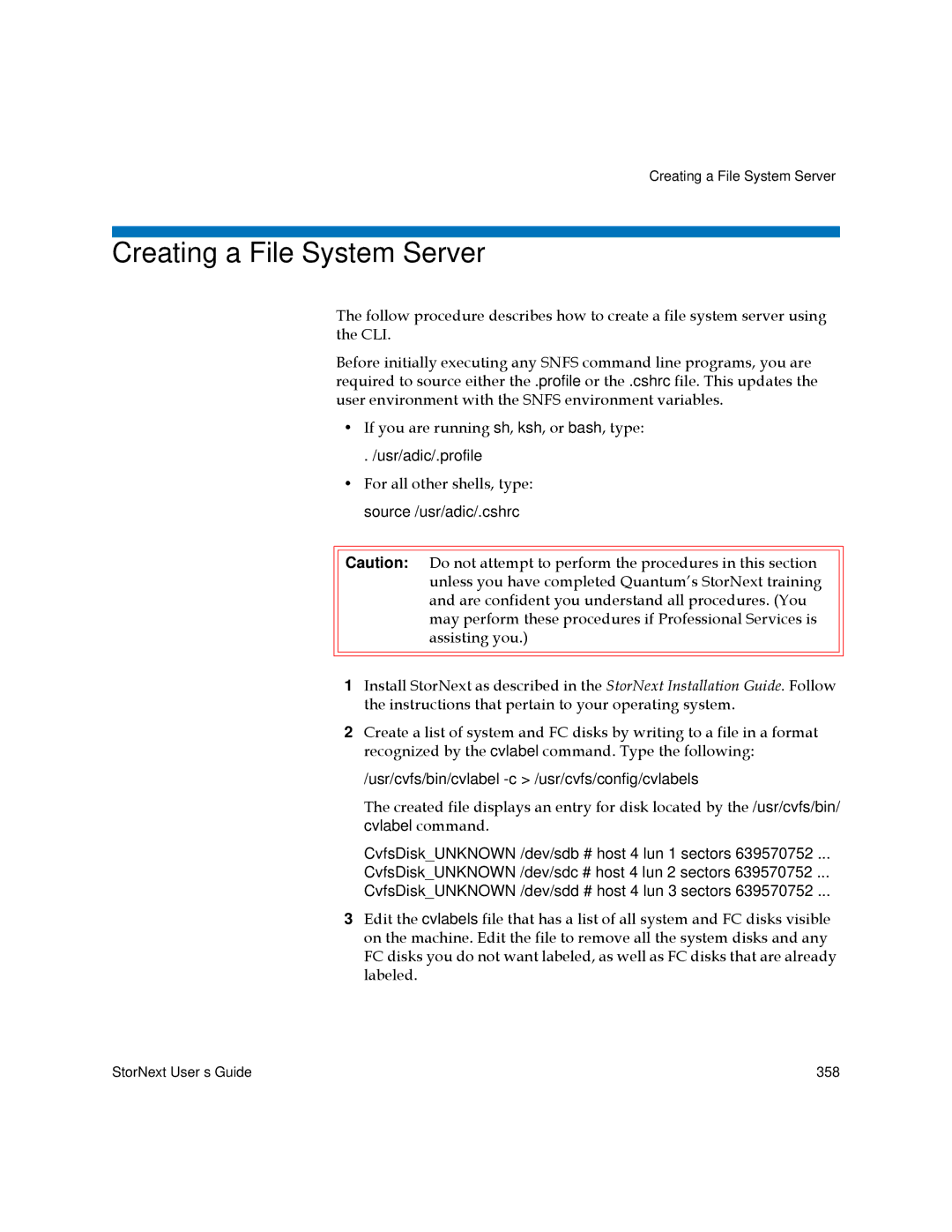 Quantum 3.5.1 manual Creating a File System Server 