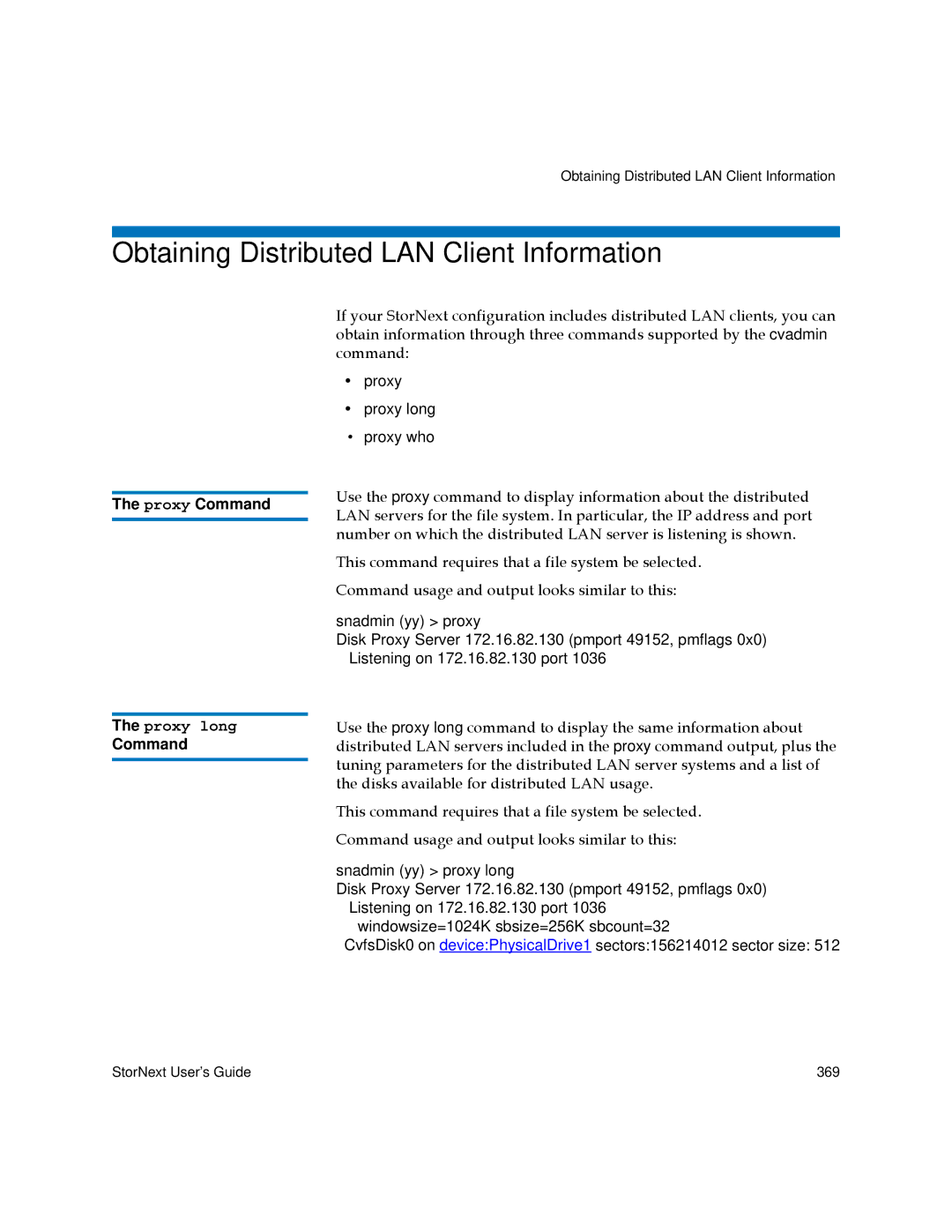 Quantum 3.5.1 manual Obtaining Distributed LAN Client Information, Proxy Command 