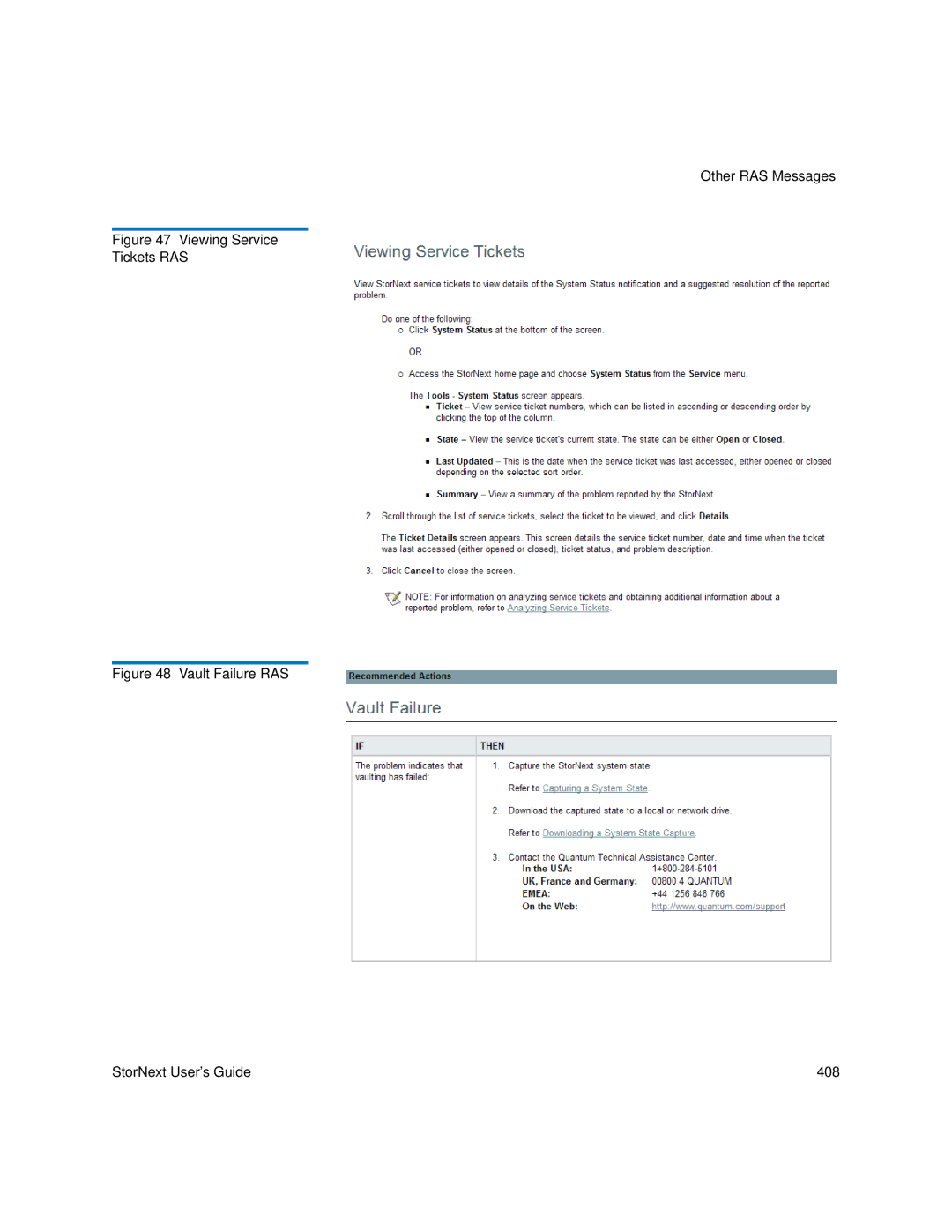 Quantum 3.5.1 manual Viewing Service Tickets RAS 