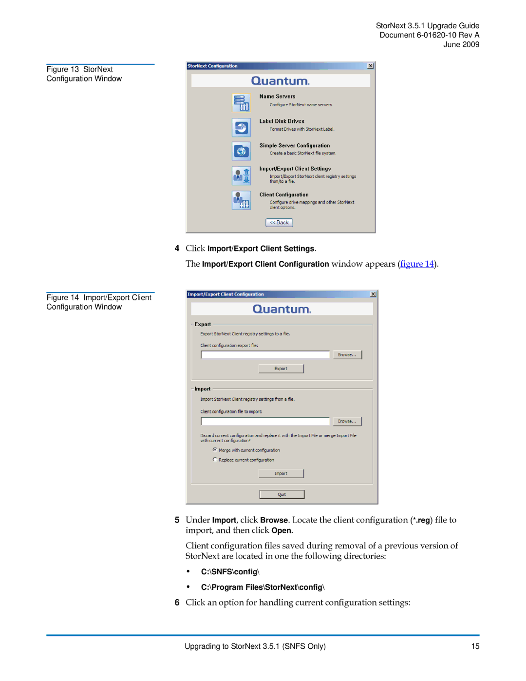 Quantum 3.5.1 manual Click an option for handling current configuration settings 