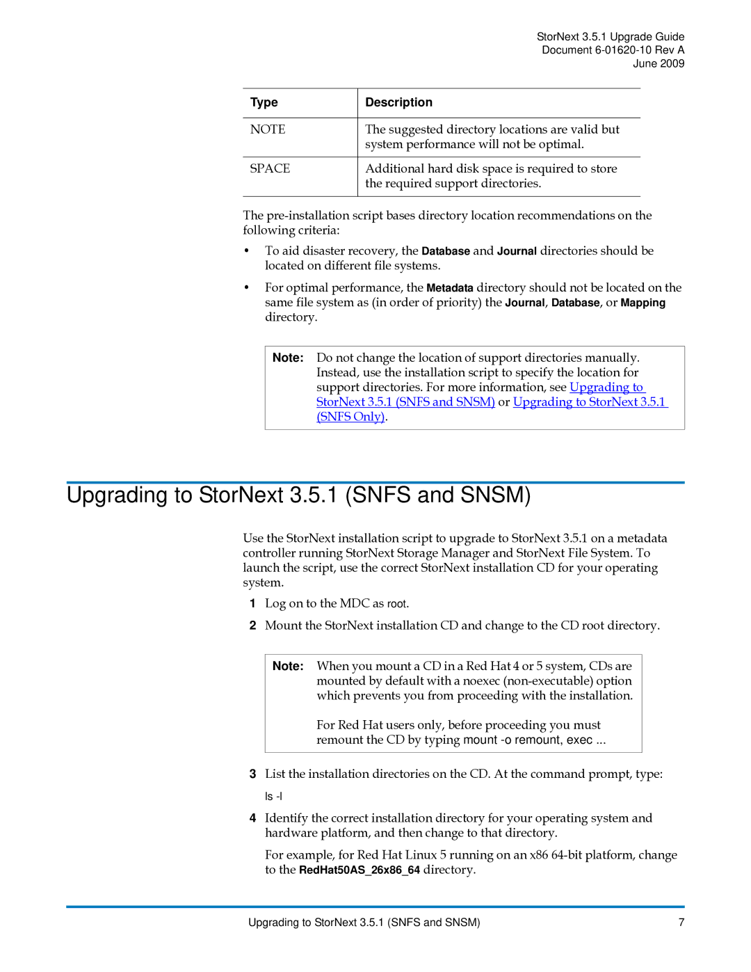 Quantum manual Upgrading to StorNext 3.5.1 Snfs and Snsm, Space 