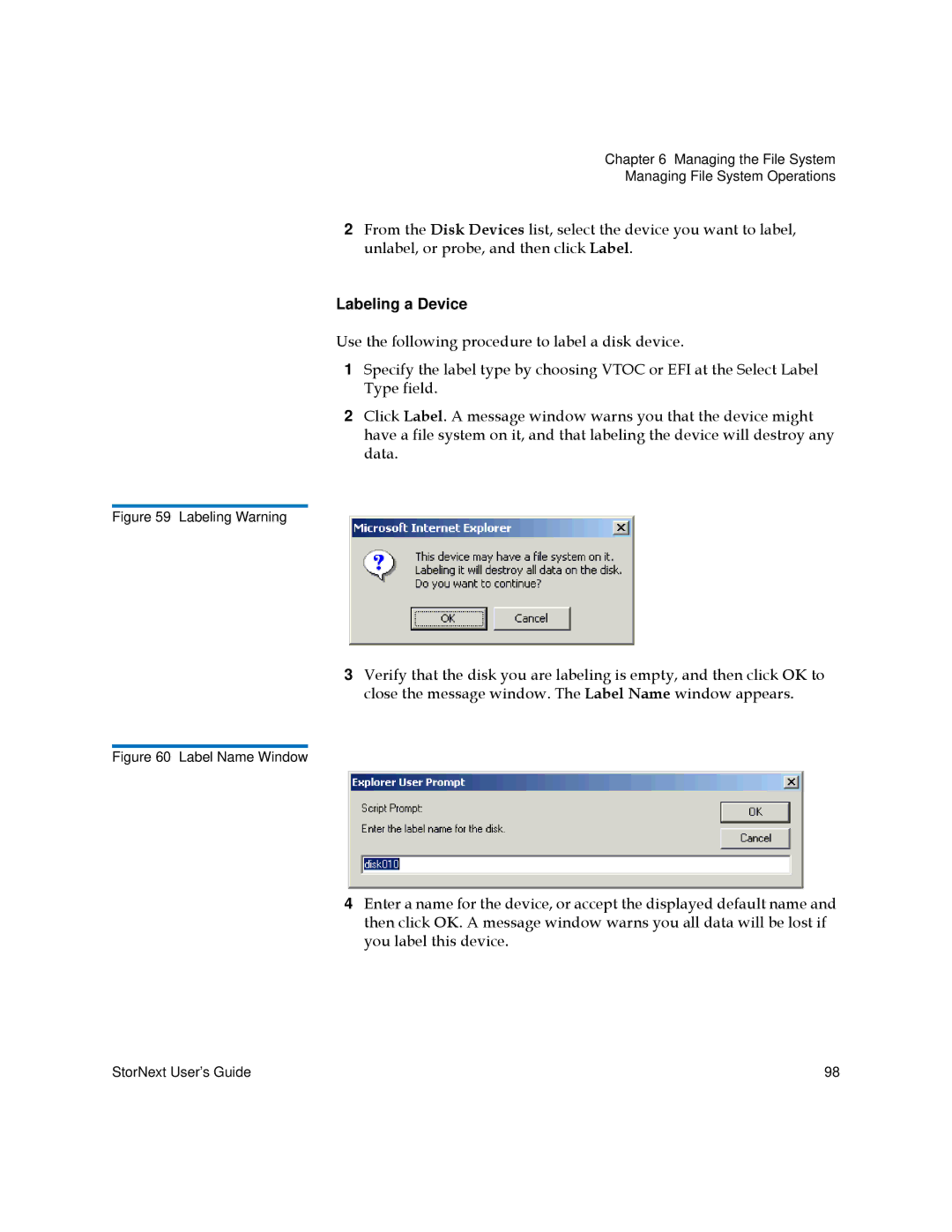 Quantum 3.5.2 manual Labeling a Device, Labeling Warning 