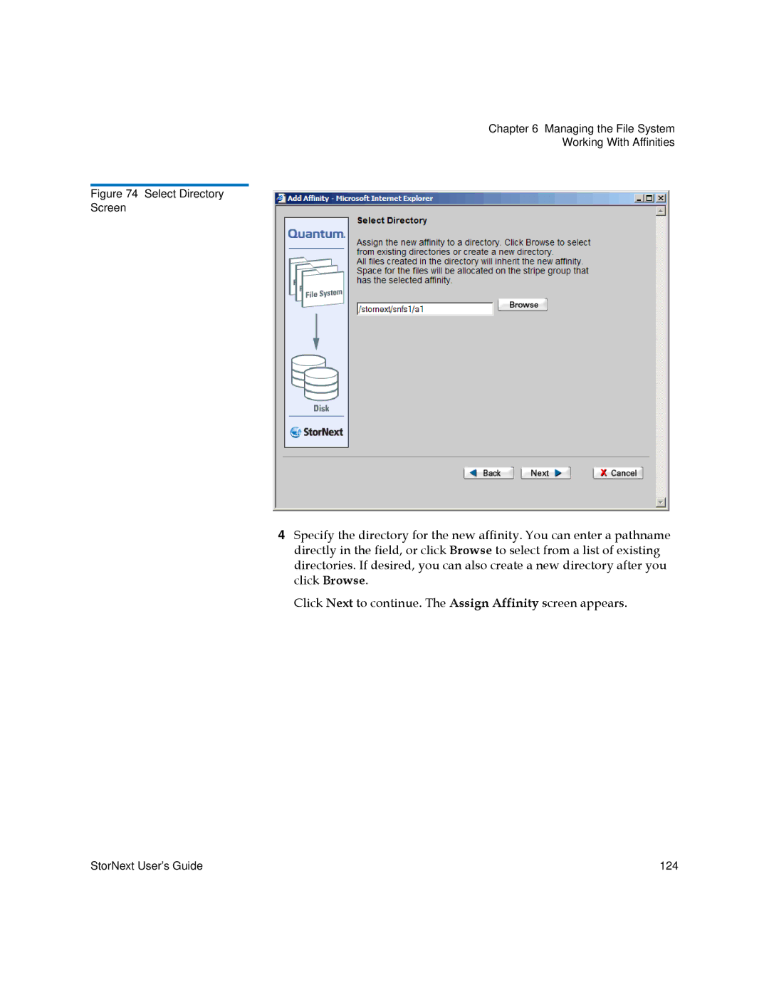 Quantum 3.5.2 manual Select Directory Screen 