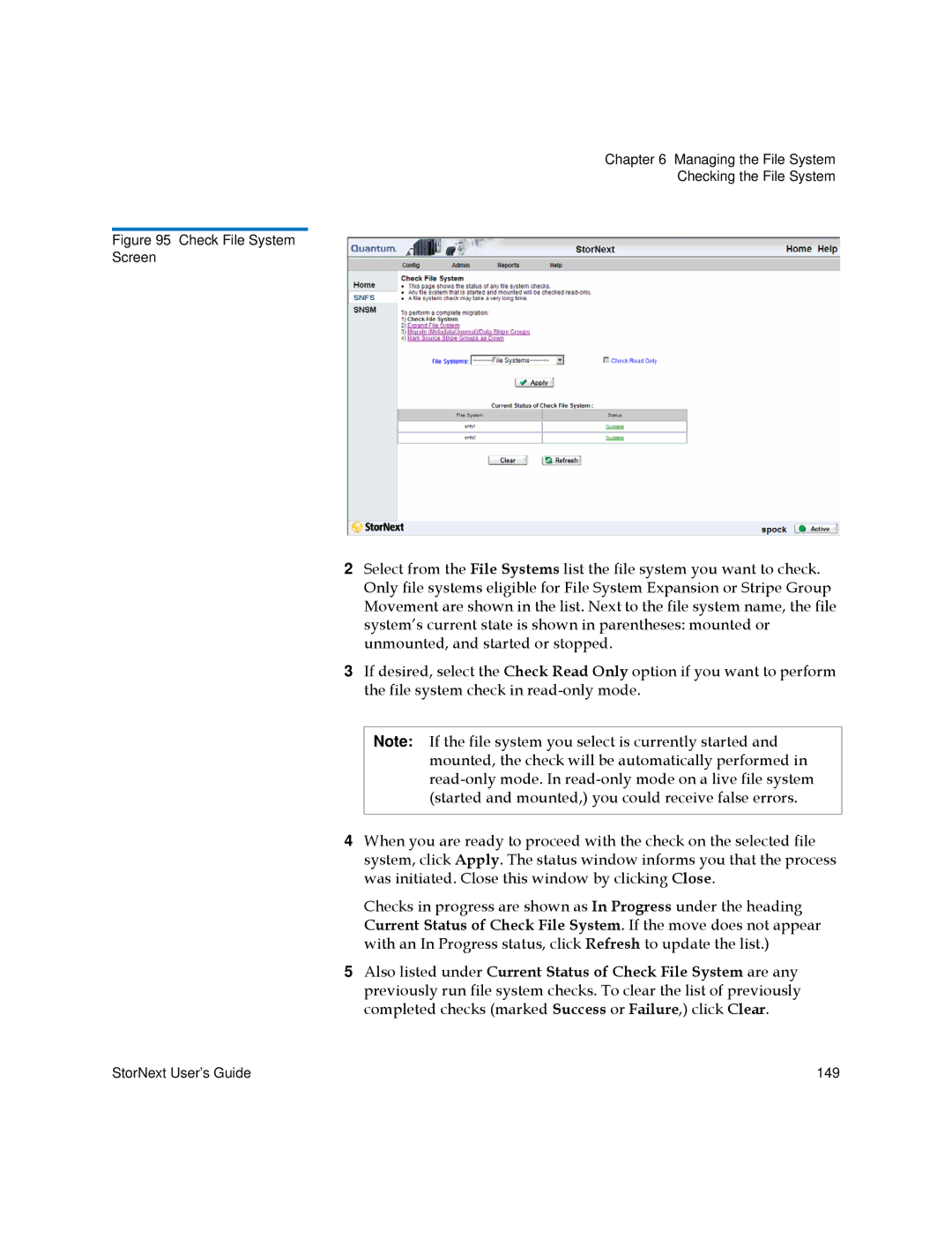 Quantum 3.5.2 manual Check File System Screen 