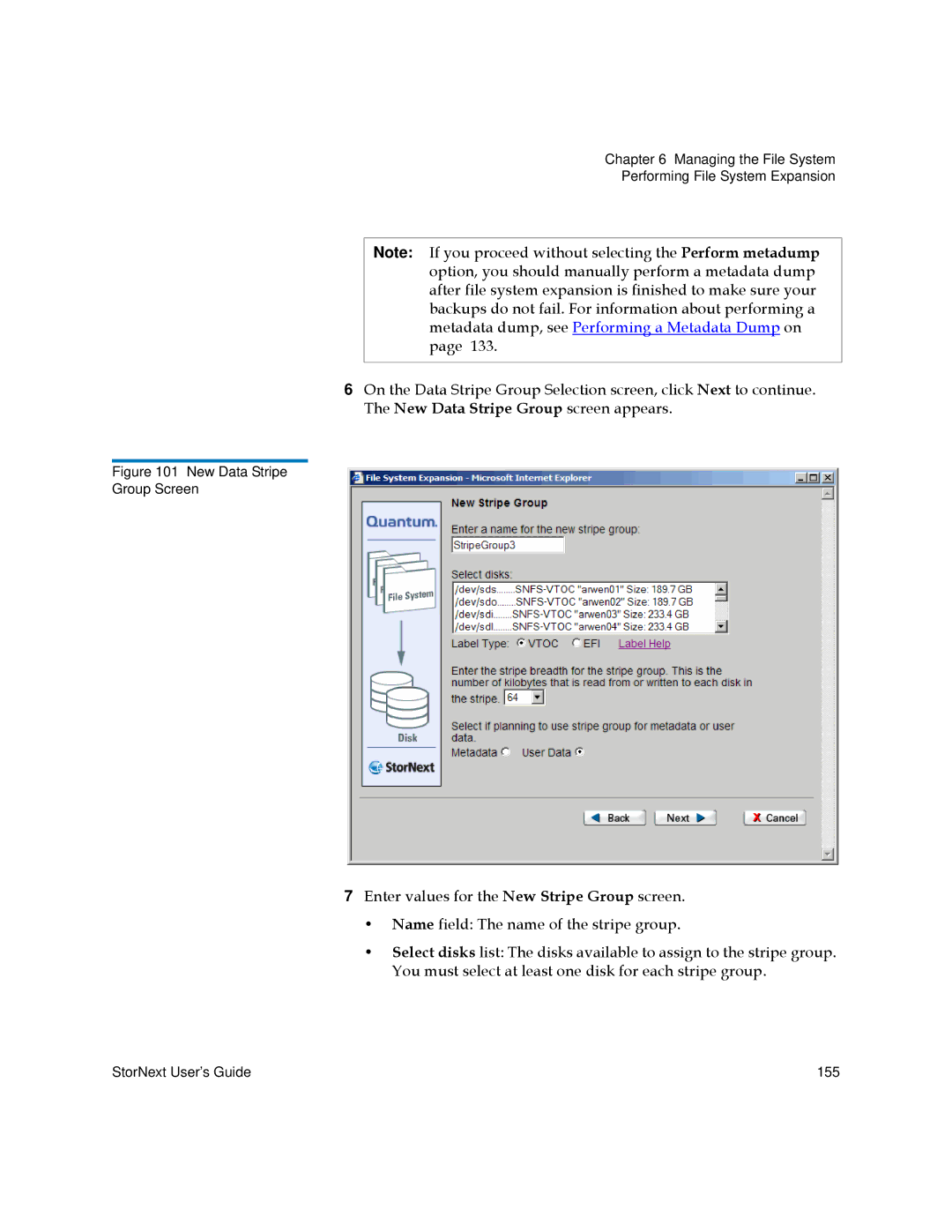 Quantum 3.5.2 manual New Data Stripe Group Screen 