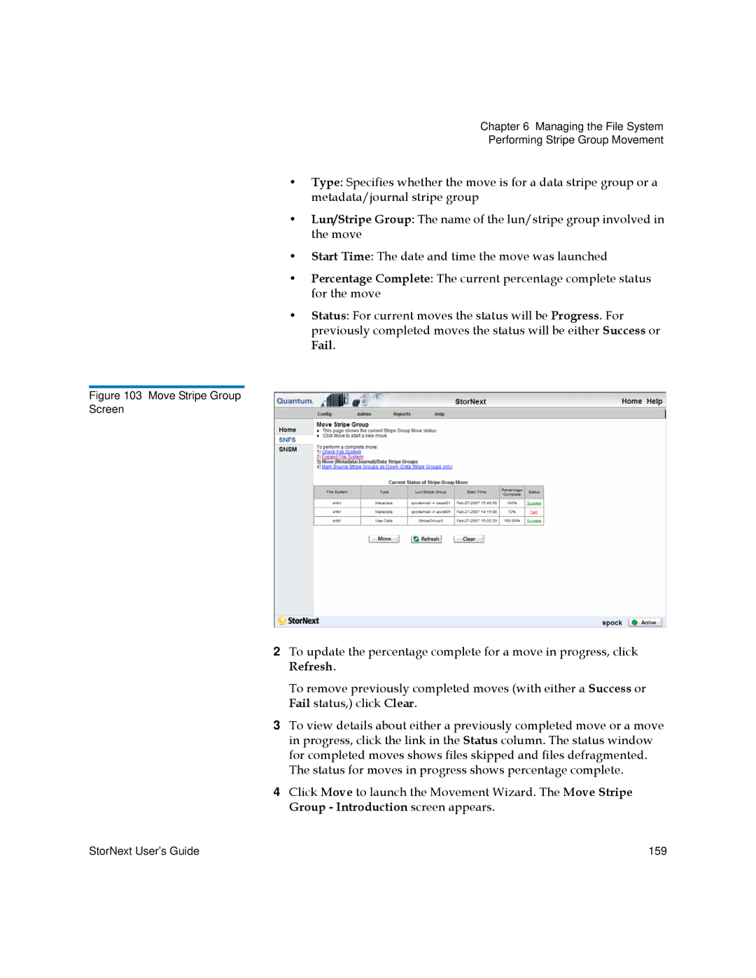 Quantum 3.5.2 manual Move Stripe Group Screen 