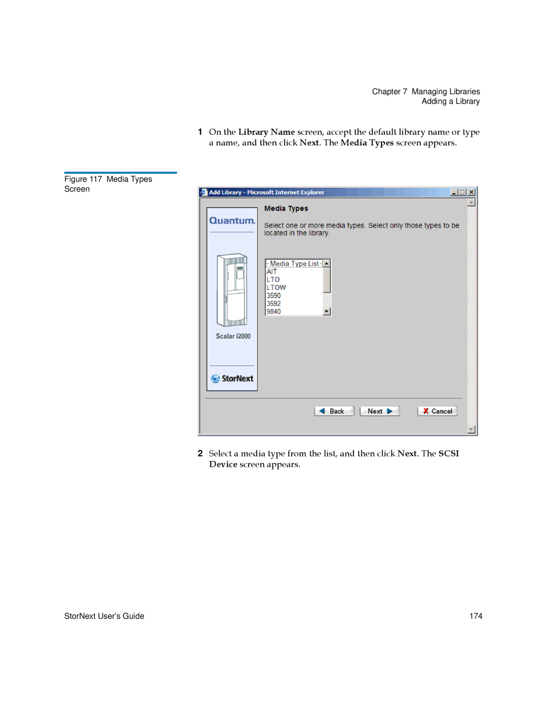 Quantum 3.5.2 manual Media Types Screen 