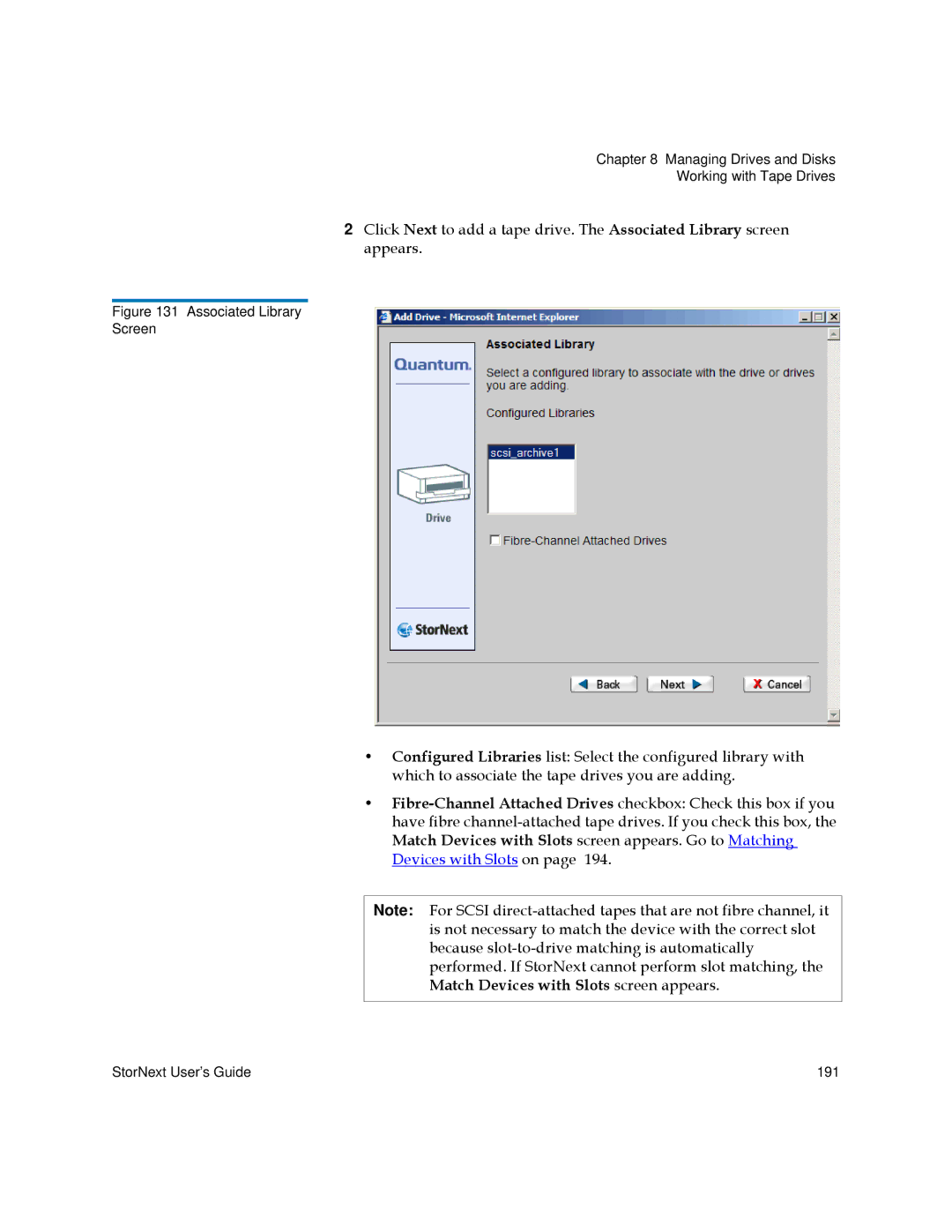 Quantum 3.5.2 manual Associated Library Screen 