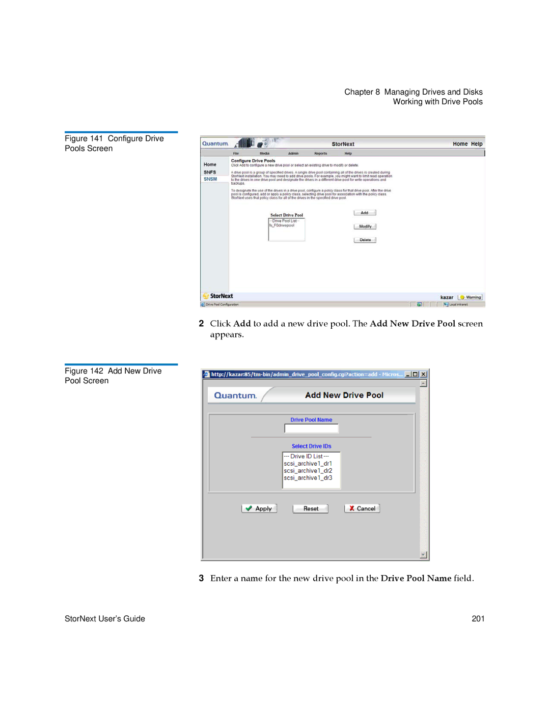 Quantum 3.5.2 manual Configure Drive Pools Screen 