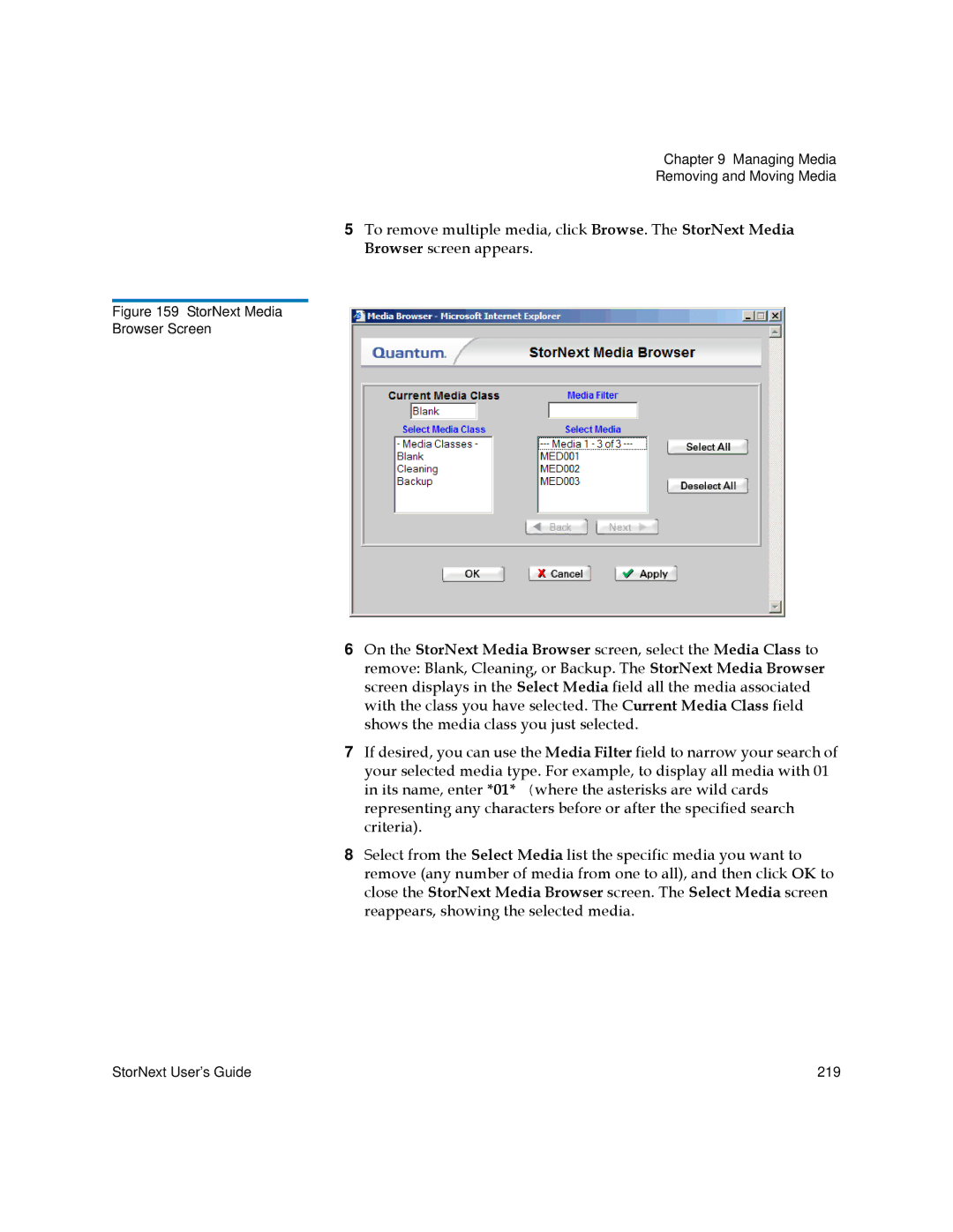 Quantum 3.5.2 manual StorNext Media Browser Screen 