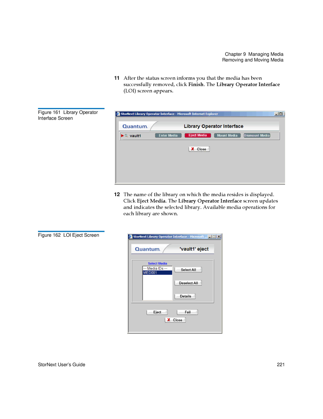 Quantum 3.5.2 manual Library Operator Interface Screen 