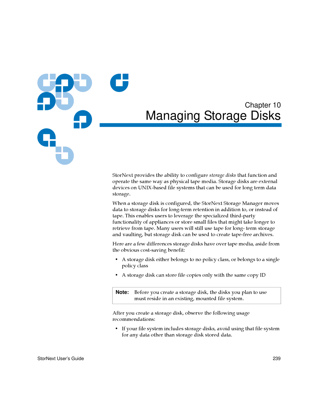 Quantum 3.5.2 manual Managing Storage Disks 