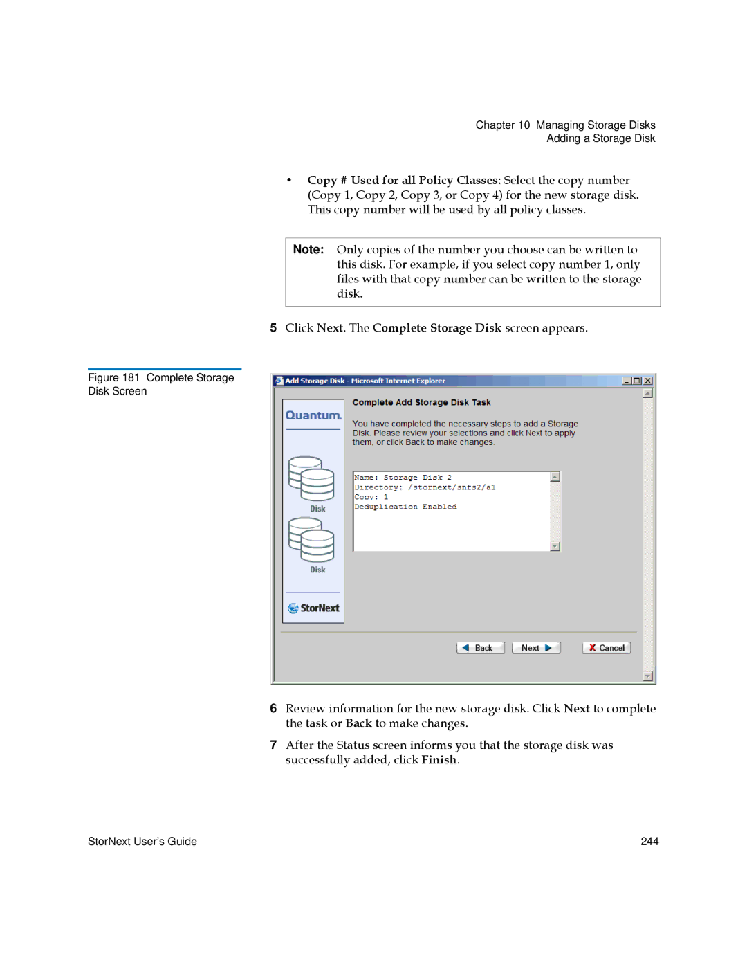 Quantum 3.5.2 manual Complete Storage Disk Screen 