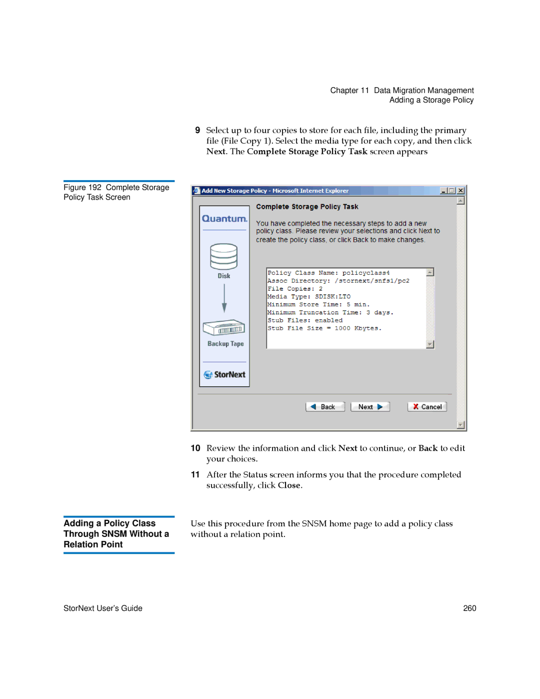 Quantum 3.5.2 manual Adding a Policy Class, Through Snsm Without a, Relation Point 